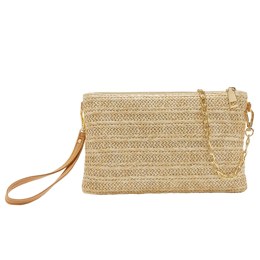 Women's Crossbody Straw Beach Bag - Summer Purse for Outings & Travel