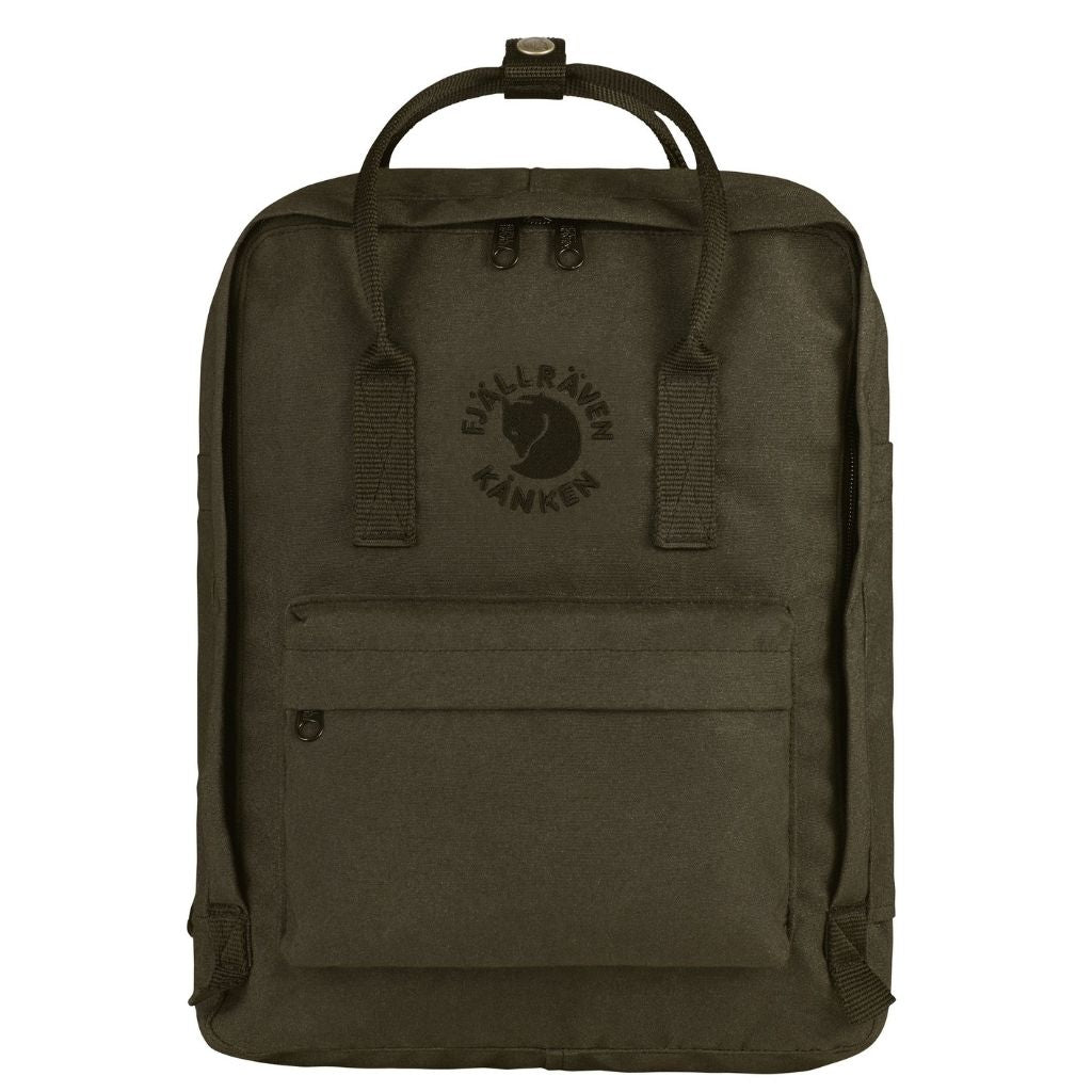 Fjallraven RE KÅNKEN Backpack - Eco-Friendly Laptop Backpack for Women & Men, Water-Resistant Dark Olive Green, Perfect for School, Travel & Outdoor Adventures