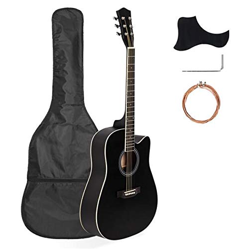 **Aveland 41-Inch Full Size Cutaway Acoustic Guitar Kit for Beginners & Adults - 20 Frets, Includes Gig Bag, Wrench & Strings - Black - Perfect for Home, Practice & Performances**