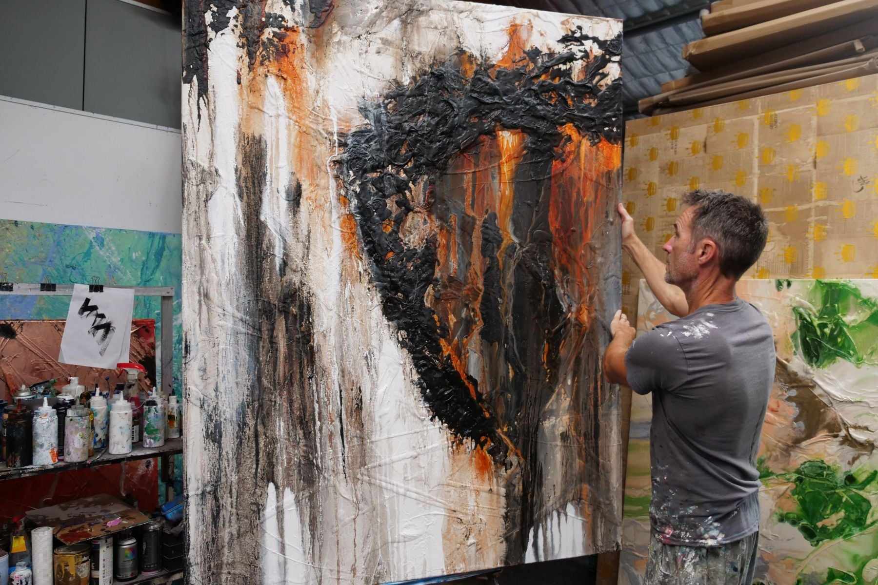 Ghost Gum 140cm x 180cm Rust Oxide Black Textured Abstract Canvas Art Painting - Modern Wall Decor for Living Room, Bedroom, Office