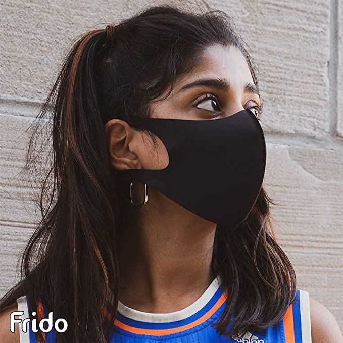 S.A.A Ultra Comfortable Washable Reusable Nylon Face Mask for Men & Women - Breathable, UV Protection, Anti-Bacterial, Stretchable & Allergy-Free - Perfect for Outdoor Activities, Travel & Daily Protection (Black, 3-Pack)