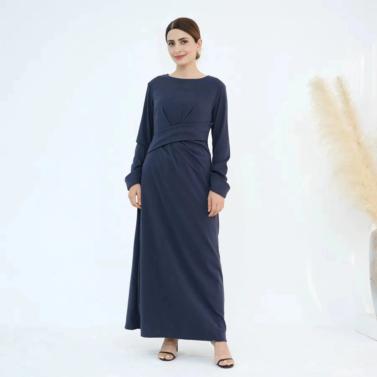 Elegant Velvet Plain Abaya Dress for Women - Modest Islamic Clothing #24889 | Perfect for Prayer, Eid, and Special Occasions