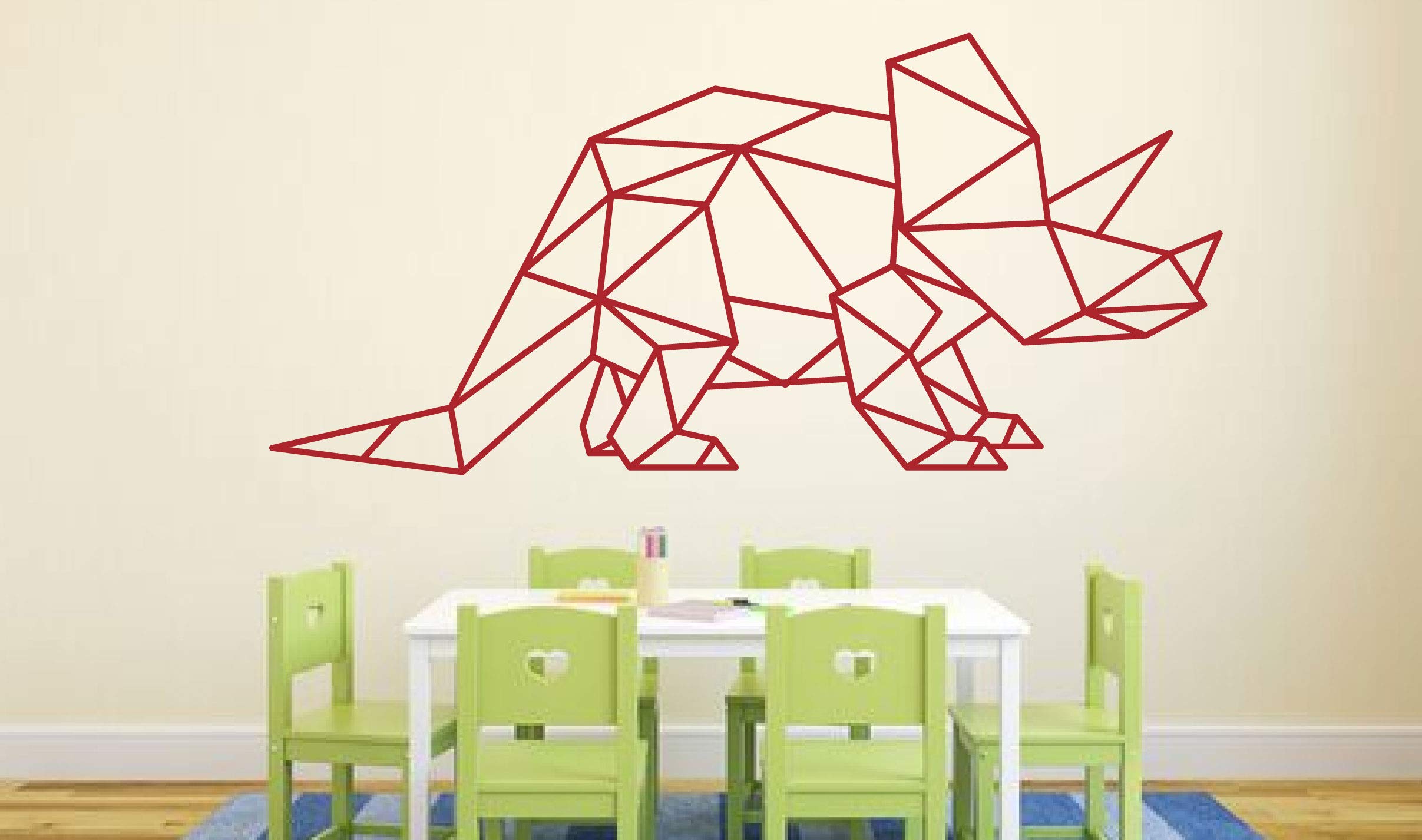GEOMETRIC Triceratops Vinyl Wall Decal - Dinosaur Silhouette Sticker for Kids Room, Playroom & Classroom Decor - Perfect for Nursery, Bedroom & School Wall Art
