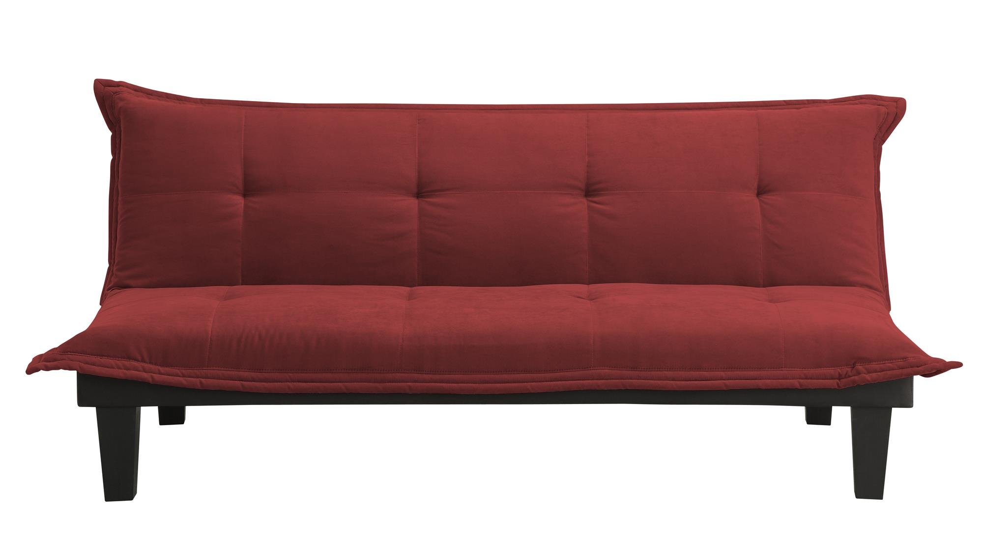 DHP Lodge Convertible Futon Couch Bed - Microfiber Upholstery with Wooden Legs, Red | Space-Saving Sleeper Sofa for Small Apartments, Guest Rooms & Dorm Living