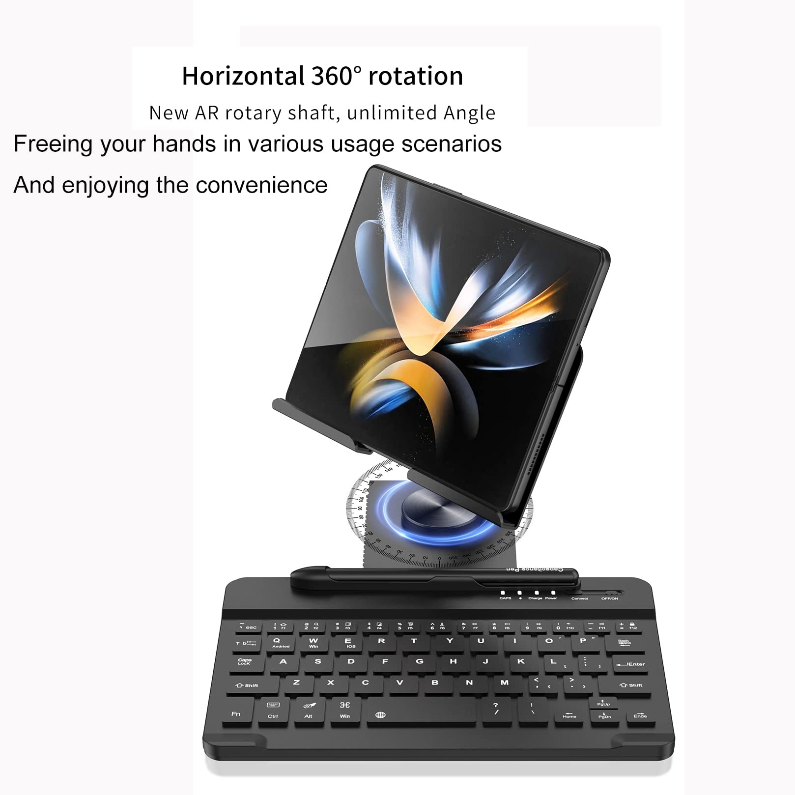 Adjustable Stand for Samsung Galaxy Z Fold 6/5/4/3 - Foldable Phone Holder with Stylus Pen & Bluetooth Keyboard Mouse Set - Perfect for Office, Travel & Home Workspace