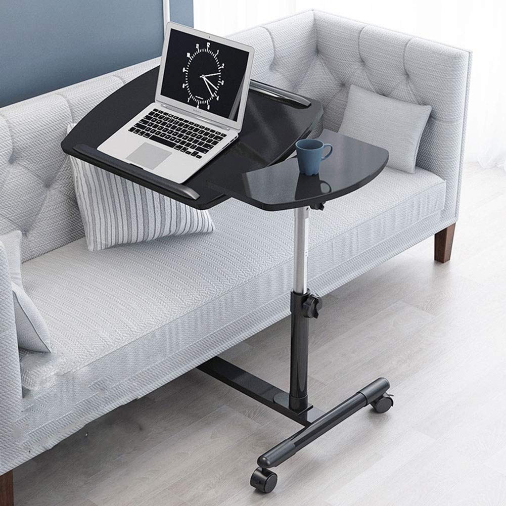 Heavy-Duty Adjustable Overbed Table with Tilt Top - Medical Bedside Table, Hospital & Home Use - Perfect for Laptop, Tablet, Meals & Reading in Bed (Black) - Ideal for Patients, Elderly Care & Home Office