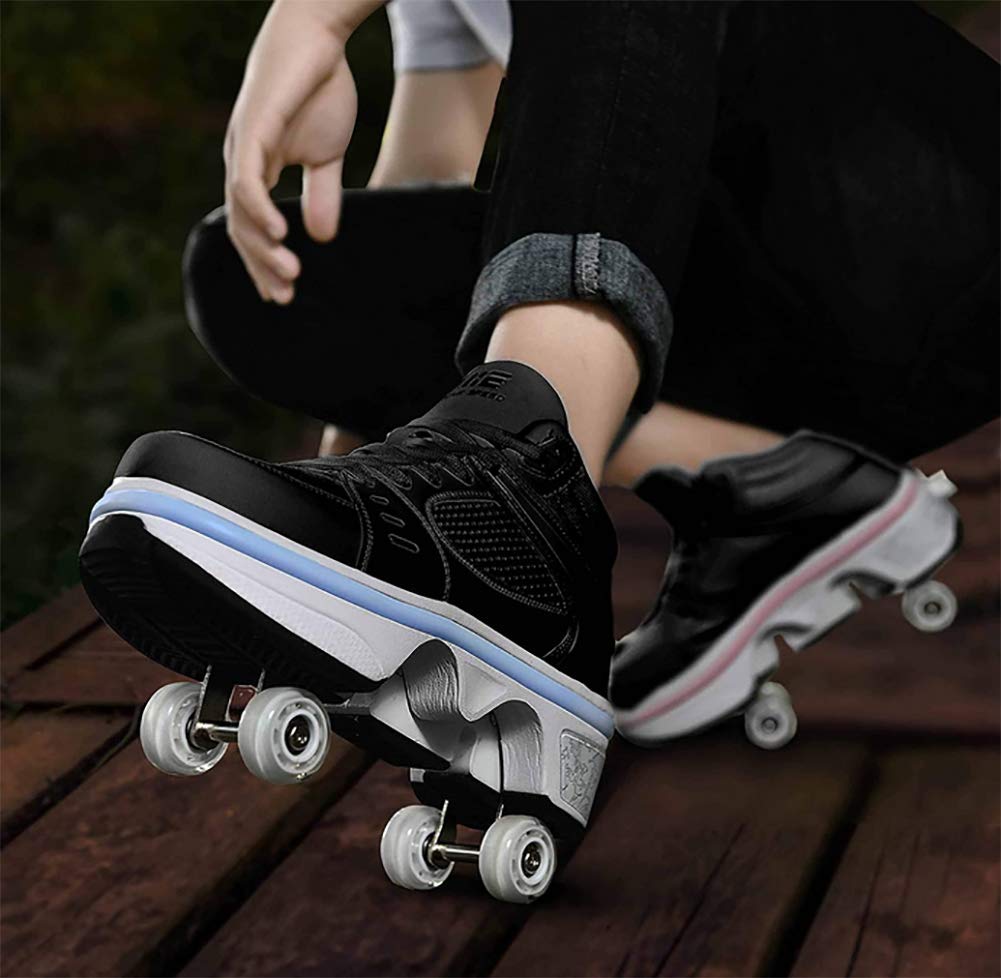 Women's Double-Row Quad Roller Skates - Detachable Wheel Shoes for Girls & Boys | Unisex Skating Shoes for Outdoor Fun, Fitness & Roller Rinks