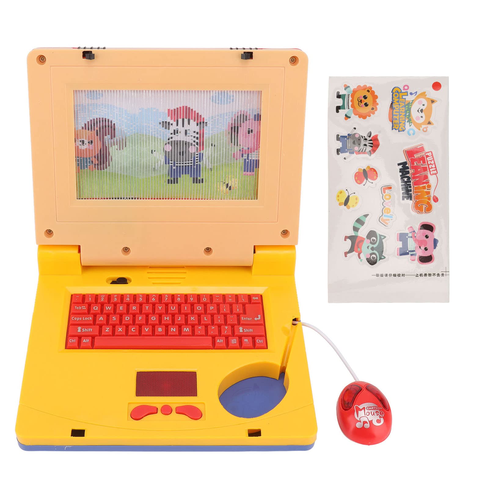 LBEC Kids Learning Laptop - Educational Computer Toy with Retractable Mouse & Music for Preschoolers | Early Learning Toy for Boys & Girls | Perfect for Home Schooling & Interactive Play (Yellow)