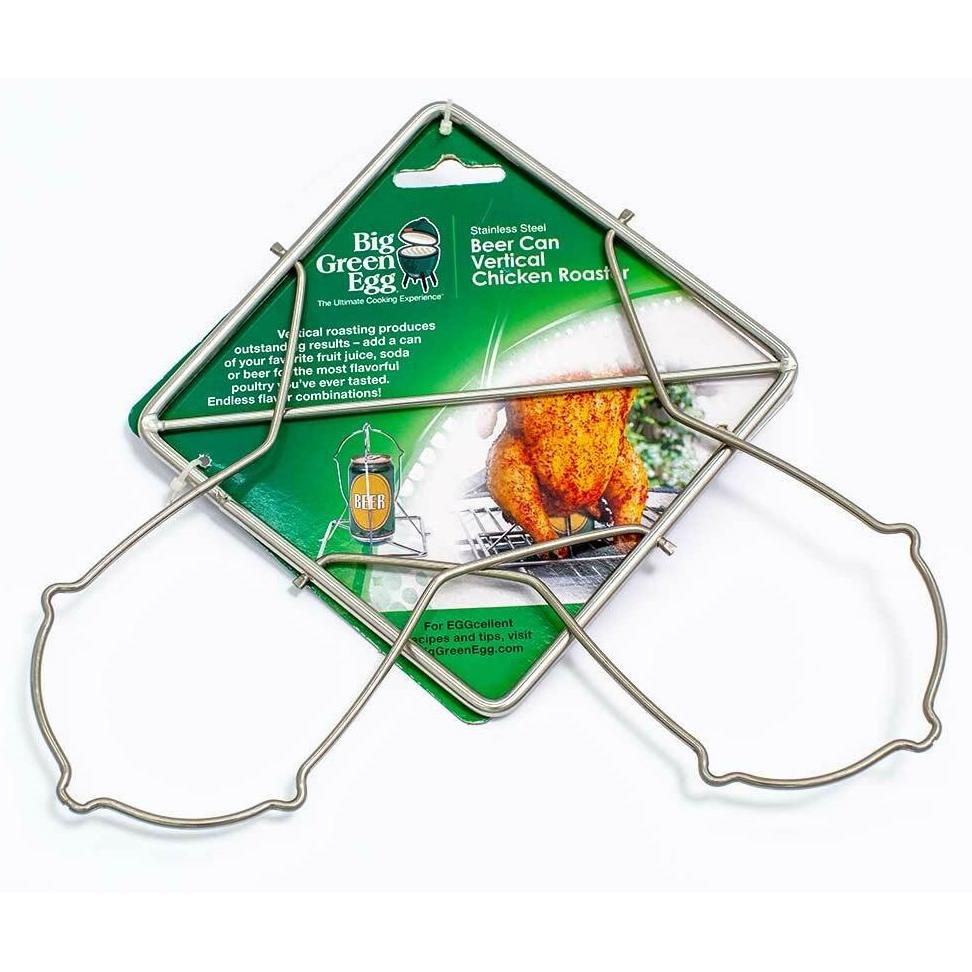 Big Green Egg Folding Beer Can Chicken Roaster - Premium Stainless Steel Grill Accessory for Outdoor BBQ & Backyard Cooking - Perfect for Camping, Tailgating, and Family Gatherings