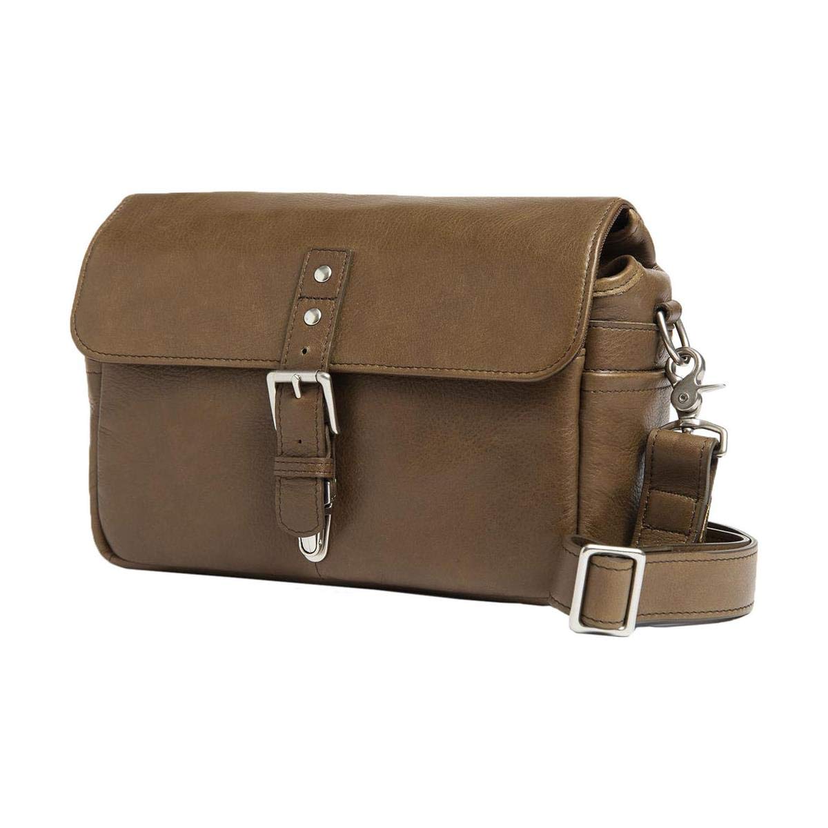 Ona The Bowery Pebbled Leather Camera Messenger Bag for DSLR & Mirrorless - Stylish Olive Crossbody Bag for Photographers & Travel