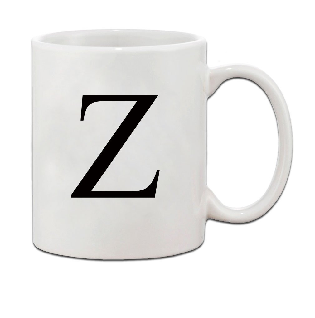 Personalized Z Initial Monogram Ceramic Coffee Mug 11 Oz - Funny Unique Birthday Holiday Gifts for Her Him - Perfect for Office Home Use & Christmas Valentine's Day Presents
