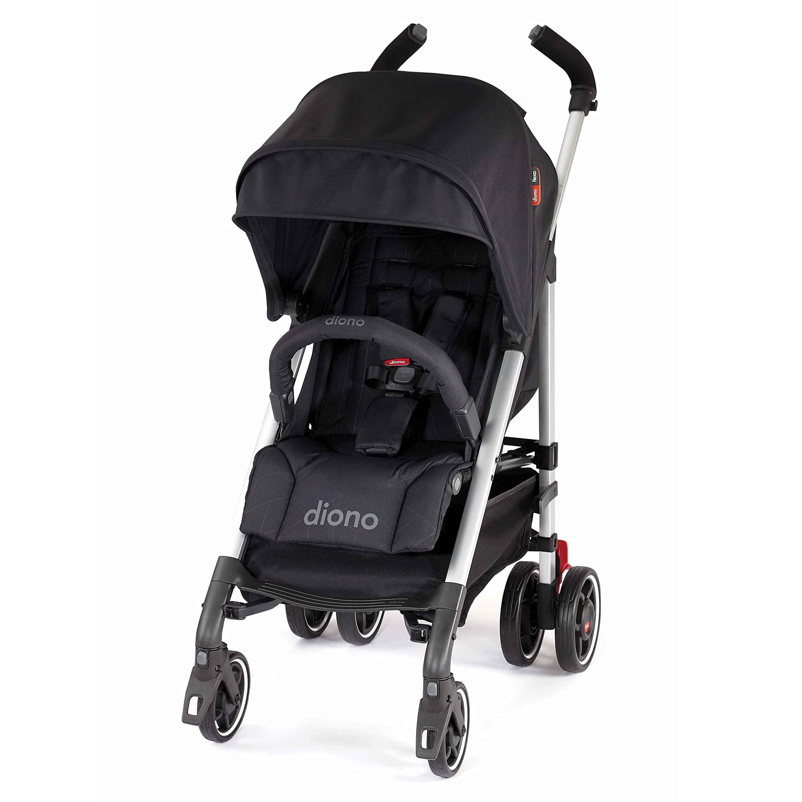 Diono Flexa Lightweight Umbrella Stroller for Infants to Toddlers - Compact Freestanding Fold, Adjustable Canopy & XL Storage Basket (Black Midnight) | Perfect for Travel, Shopping & Everyday Use