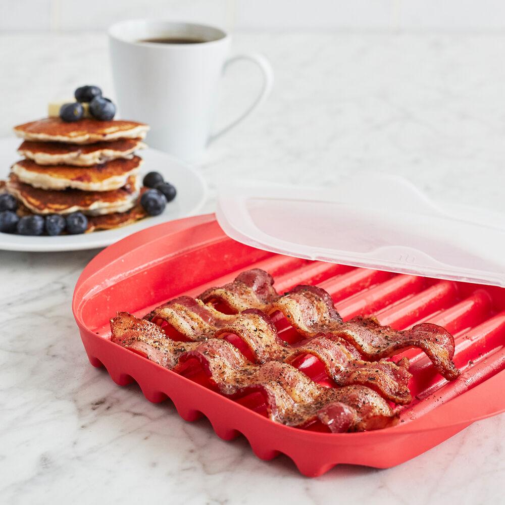 Lekue Microwave Bacon Cooker - Quick & Easy Crispy Bacon Maker for Breakfast, Sandwiches & Salads | BPA-Free & Dishwasher Safe