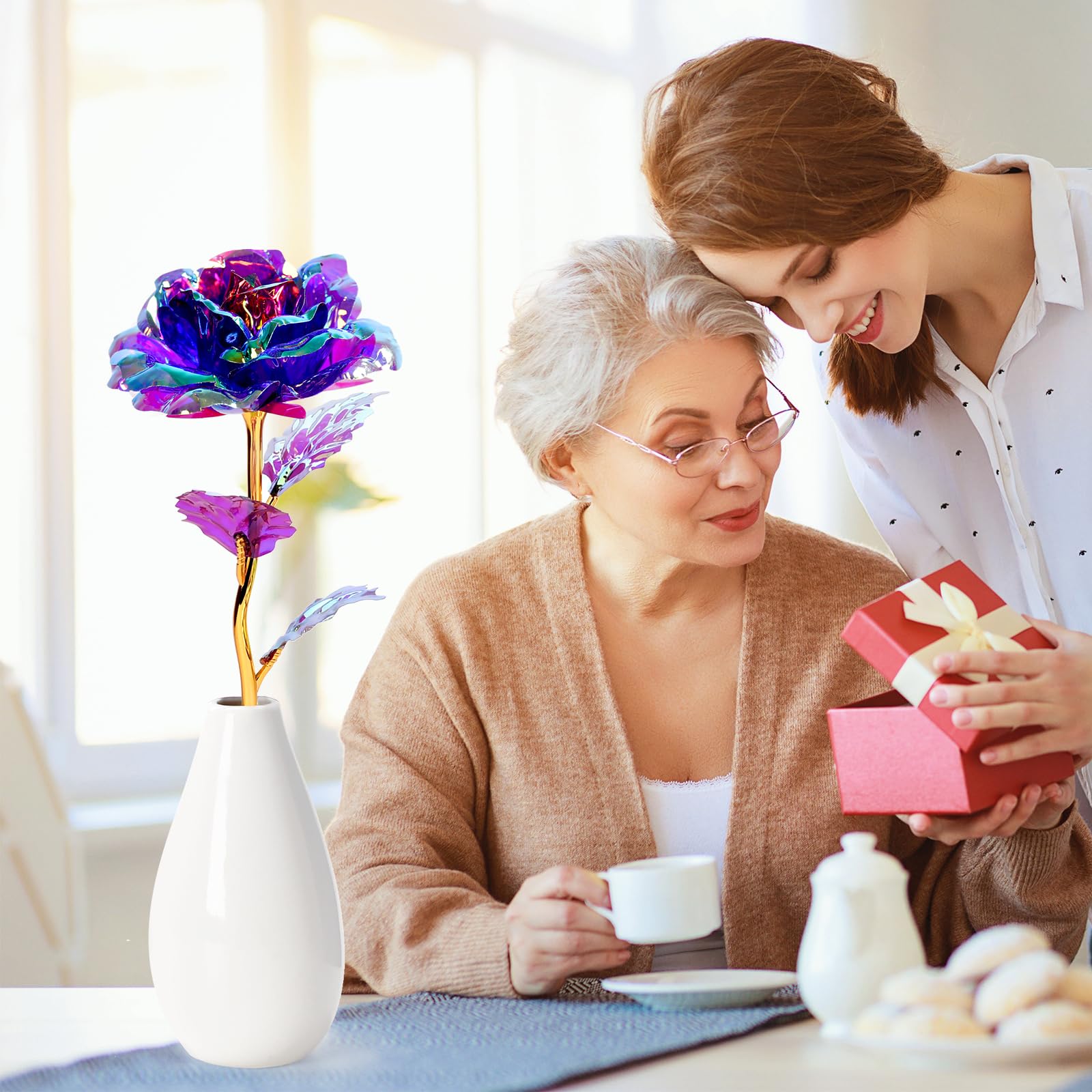 Unique Artificial Rose Gifts for Mom from Daughter, Son, Husband - Perfect for Mother's Day, Christmas, Valentine's, Birthday & Anniversary - Ideal for Mom, Wife, Grandma, Sister & Her Special Occasions