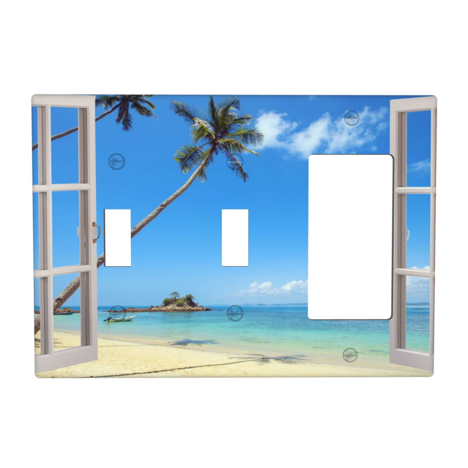 Coastal Beach Themed Light Switch Covers - Decorative Bathroom & Bedroom Wall Plates for Home Decor (1 Rocker & 2 Toggle Options) - Perfect for Nautical, Seaside, and Beach House Interior Design