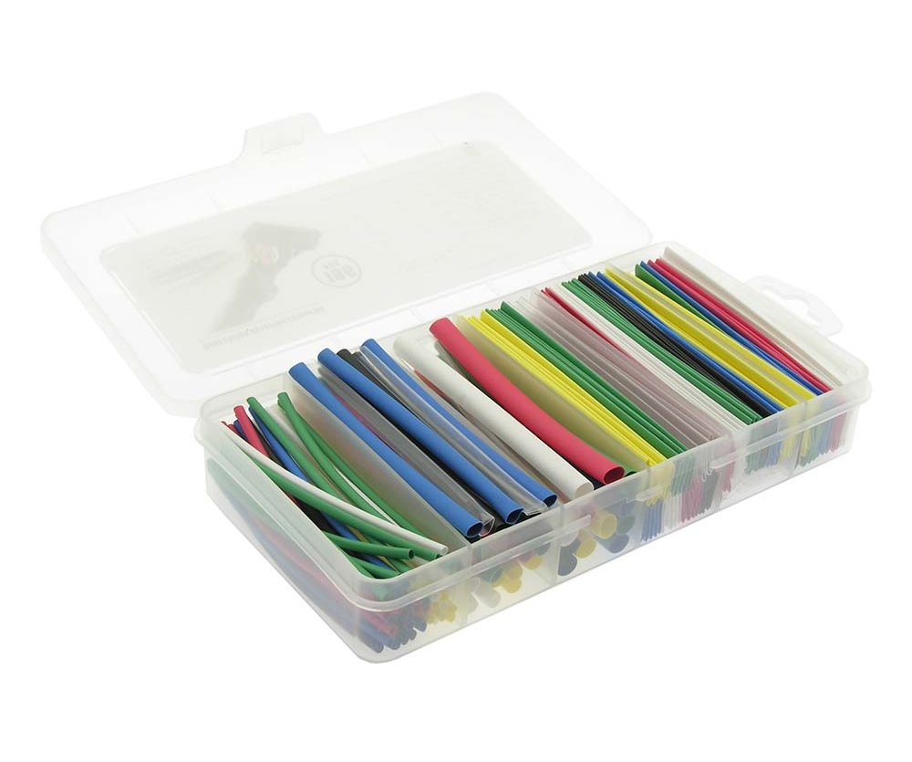 MyCableMart Heat Shrink Tubing Kit - 196 Pcs Assorted Colors (Black, Red, Blue, White) for Wire Insulation, Cable Repair & DIY Electronics Projects