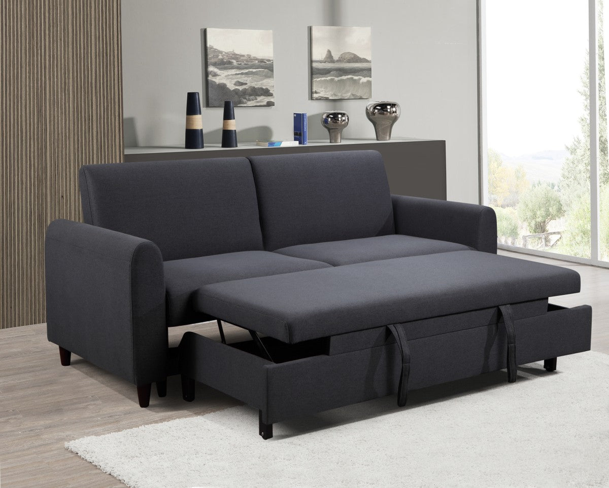 3 Seater Sofa Bed with Storage, Dark Grey Convertible Sleeper Couch - Perfect for Small Apartments, Guest Rooms & Living Rooms
