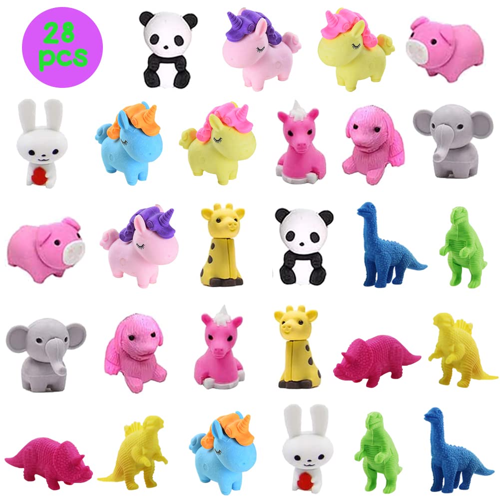 UMEELR 28-Piece Kids Valentine's Day Party Favor Set - Animal Puzzle Erasers, Heart-Shaped Erasers & Valentine Cards for Classroom Exchange, School Prizes & Gift Giving - Perfect for Valentine's Day Celebrations, Classroom Activities & Kids' Party Games