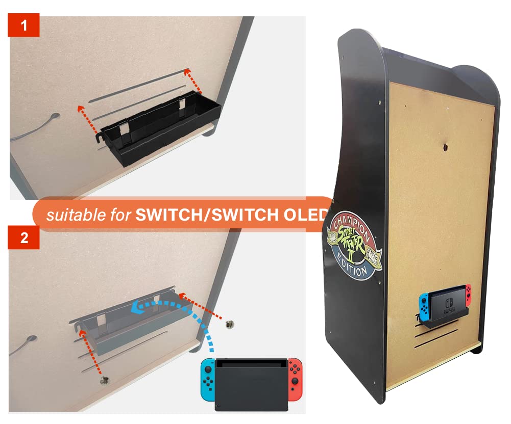 Nintendo Switch & Switch OLED Cabinet Back Mount - Secure Holder for Arcade1Up Cabinet with Fighting Stick | Perfect for Arcade Gaming Setup & Home Entertainment