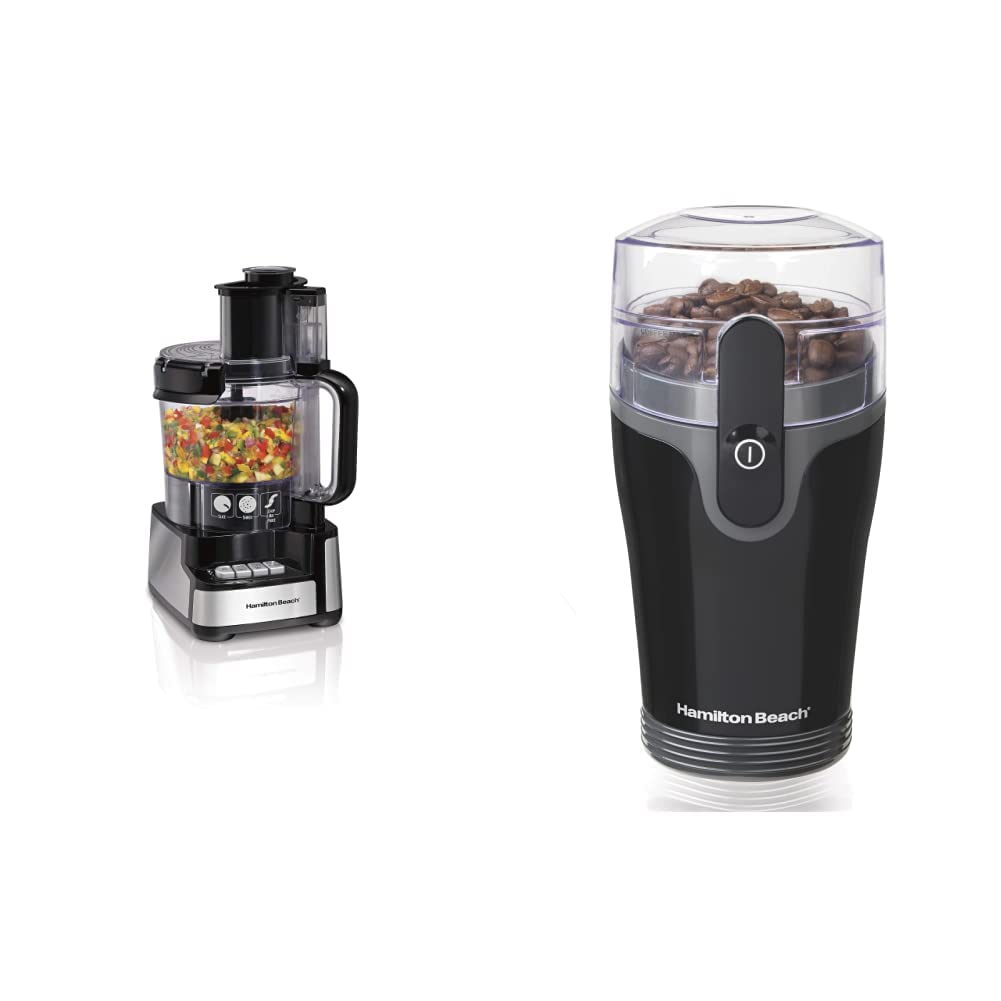 Hamilton Beach Stack & Snap Food Processor & Coffee Grinder Bundle - 10-Cup Capacity, 450-Watt Motor - Perfect for Meal Prep, Baking & Fresh Coffee Grinding at Home