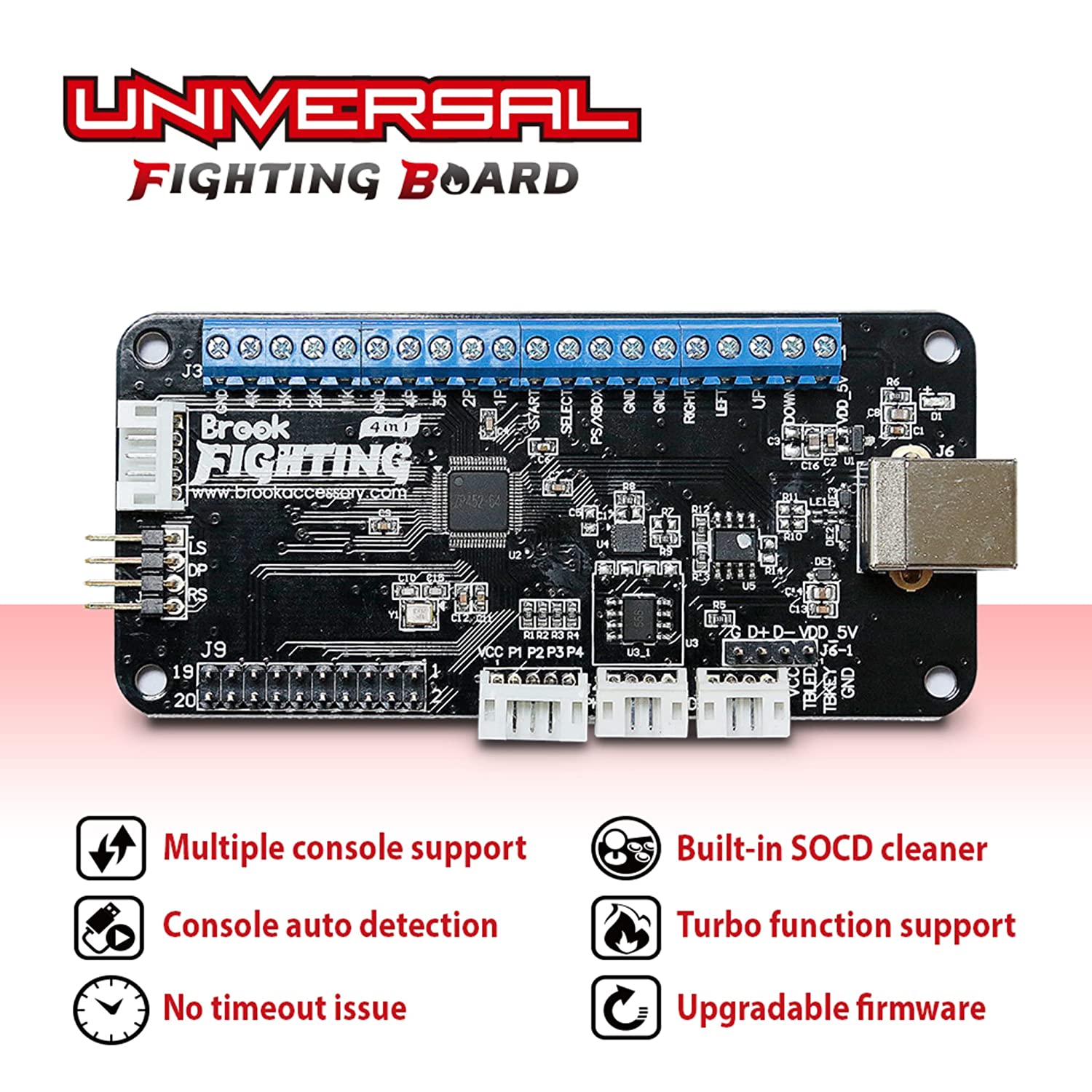 Universal Fighting Board with Headers - Arcade Game Controller for PC, PS4, Xbox - Perfect for Fighting Games, Retro Gaming, and Esports Tournaments
