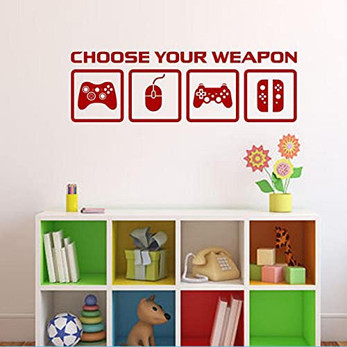 Custom Gaming Wall Decals - Choose Your Weapon Quotes & Game Controller Stickers for Boys Bedroom, Kids Room & Gaming Room Decor (22.4