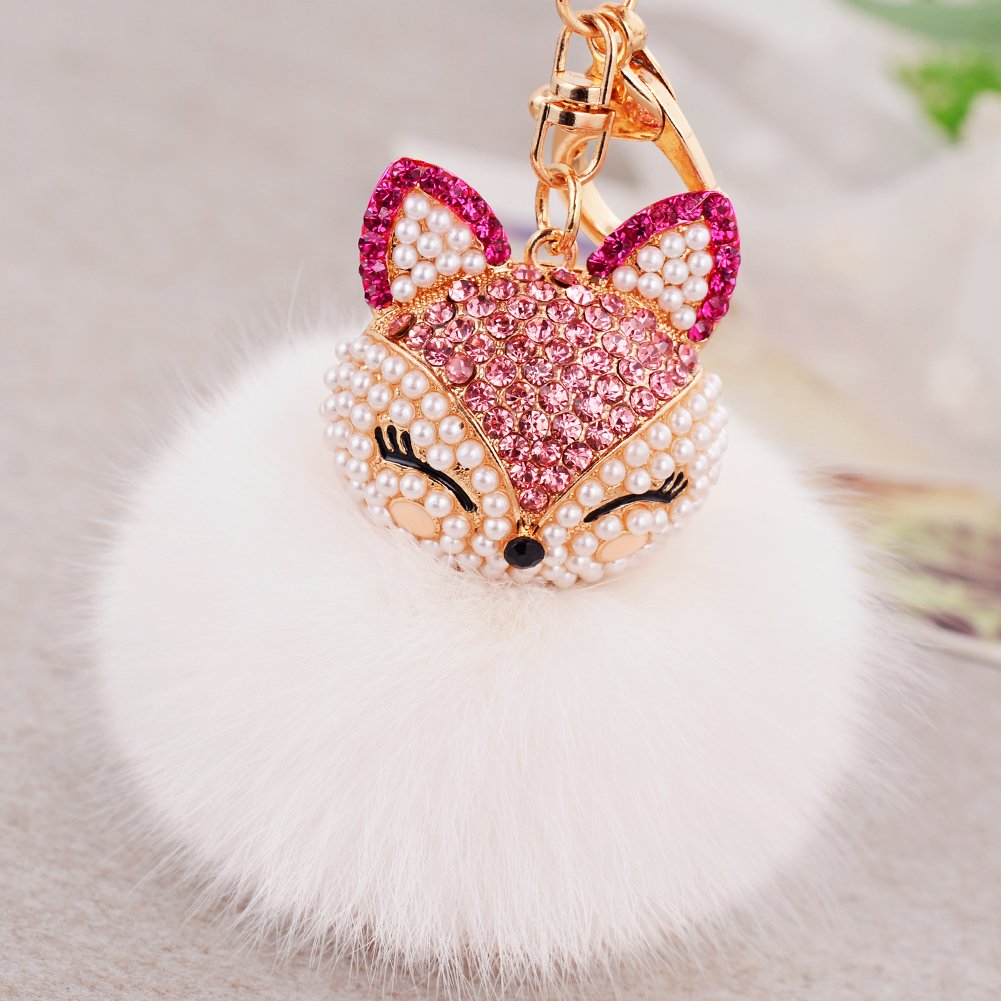 Creative Rabbit Fur Ball Keychain - Cute Animal Key Ring for Car Keys, Bags & Backpacks | Perfect Gift for Pet Lovers & Fashion Accessories