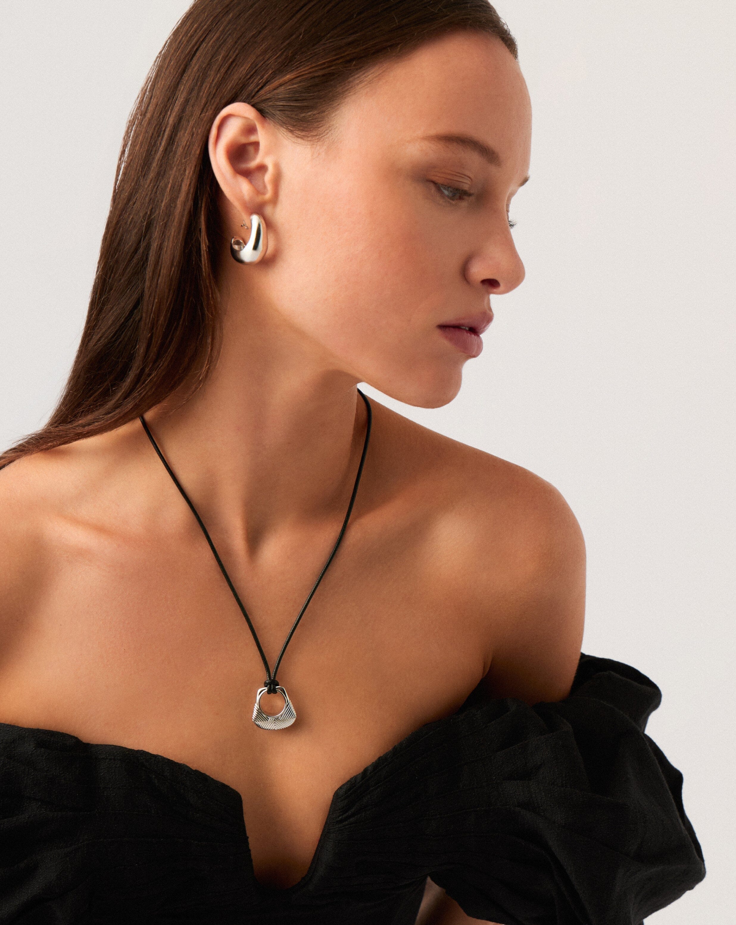 Hera Ridge Pendant Cord Necklace - Silver Plated Boho Jewelry for Women, Minimalist Layering Necklace for Everyday Wear, Gift for Her, Birthday & Anniversary Present
