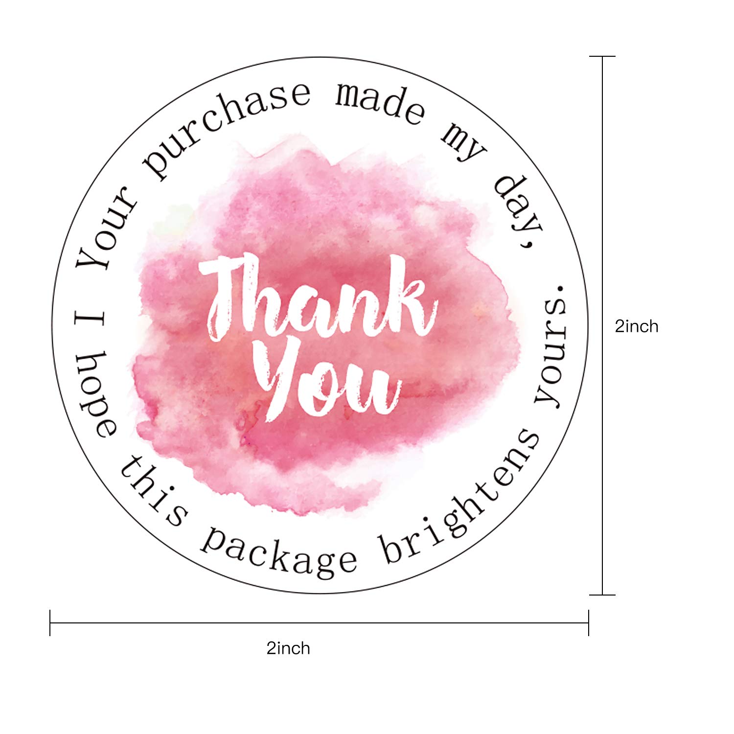 WRAPAHOLIC Thank You Business Stickers - Pink Ink Painting Gift Wrap Labels, 2x2 Inch Bulk Pack of 500 - Perfect for Packaging, Shipping & Customer Appreciation Gifts