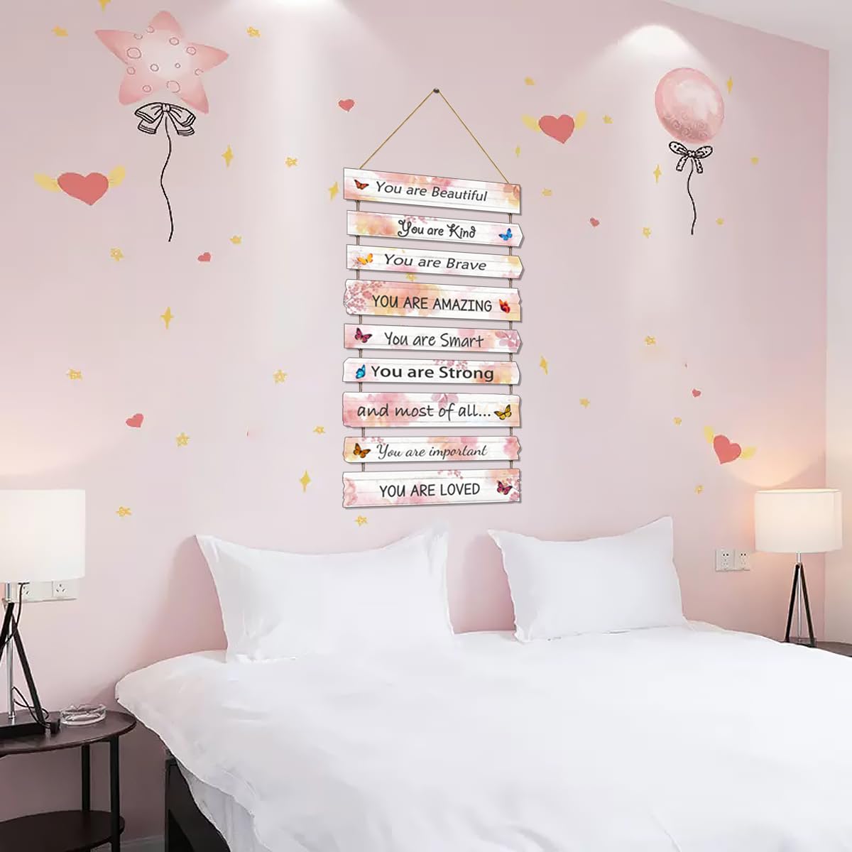 Butterfly Girl's Room Decor - Pink Wall Art for Baby Girl, Trendy Nursery & Bedroom Decorations, Dorm & Classroom Wall Signs - Perfect for Kids' Bedroom, Bathroom & Playroom Decor