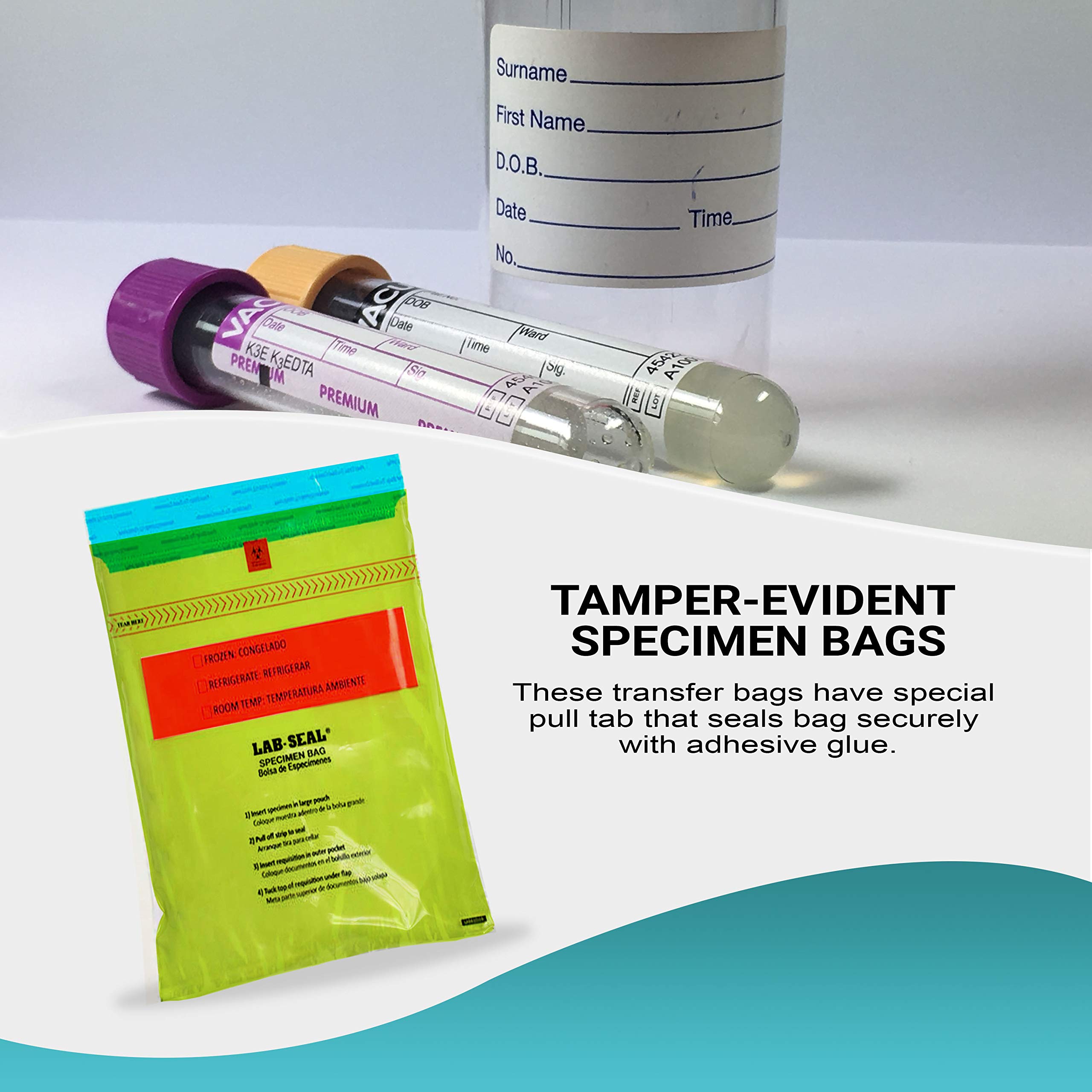 APQ 1000 Pack Tamper-Evident Specimen Bags 6x10 Inches, Yellow Polyethylene Bags with Pull Tab Adhesive Closure & Removable Biohazard Symbol (1.80 mil Thick) - Ideal for Medical Specimen Storage, Lab Testing, and Healthcare Safety Needs