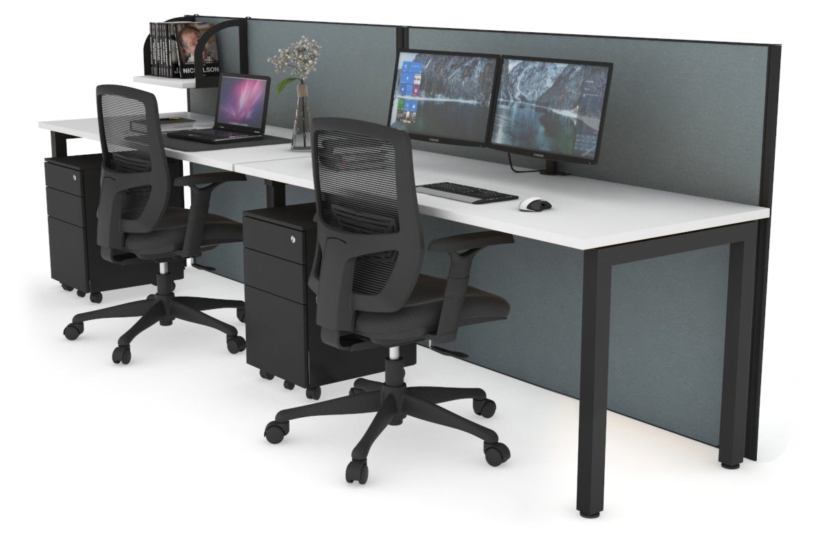 Horizon Quadro 2-Person Office Workstation with Square Legs - 1600L x 700W Dimensions - Perfect for Shared Workspaces & Collaborative Office Environments