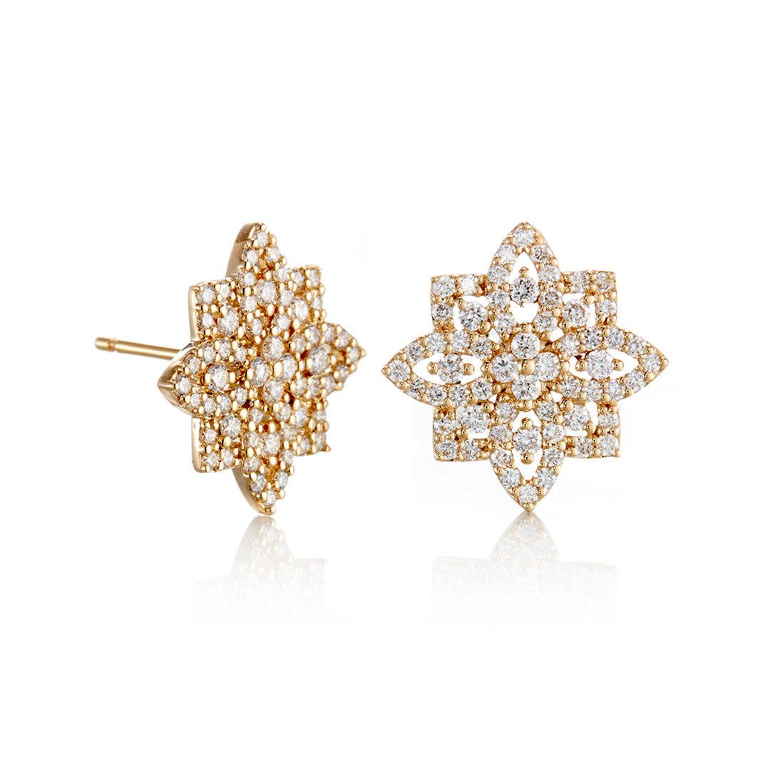 8-Point Diamond Star Earrings for Women – Elegant Stud Earrings for Parties, Weddings & Special Occasions