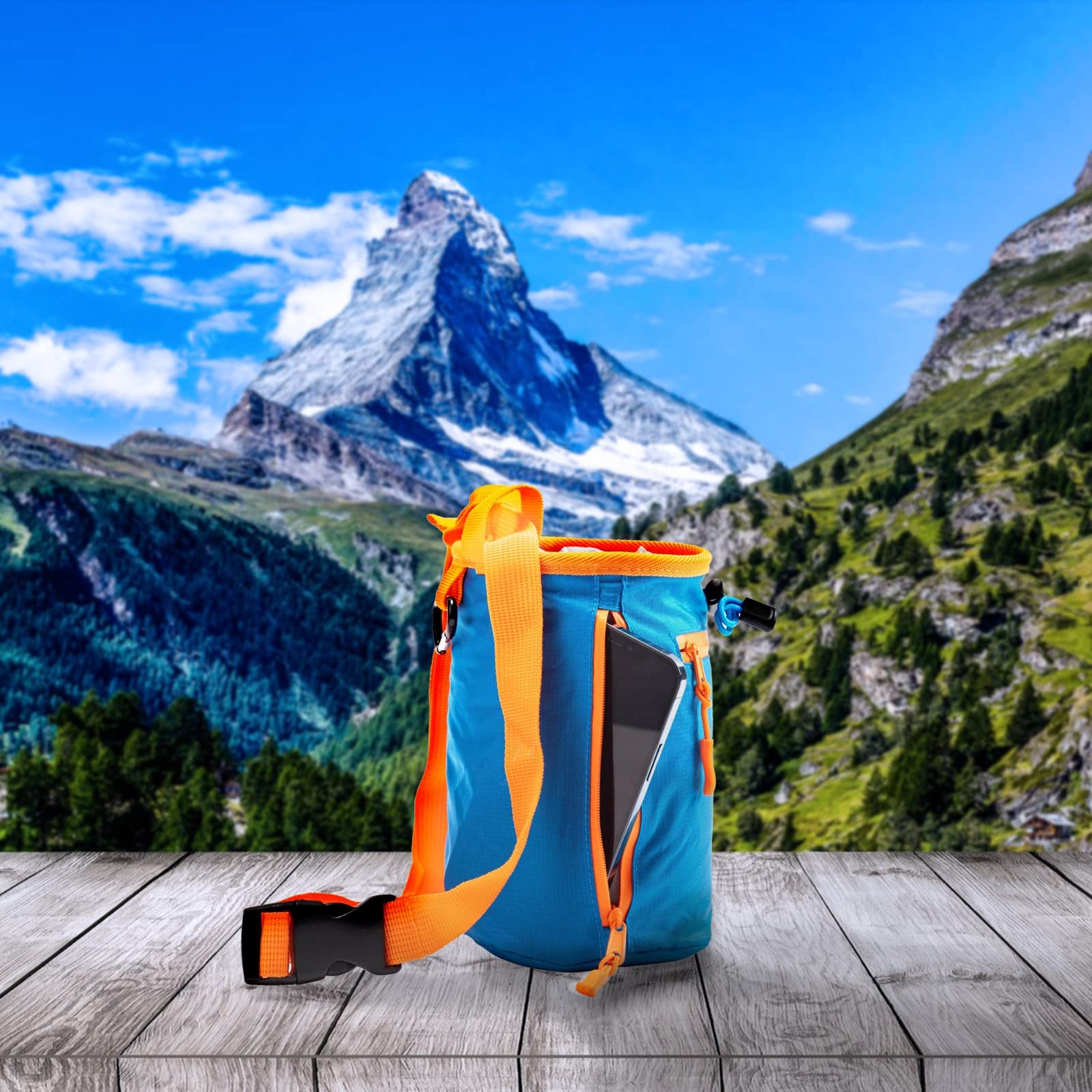 Premium Rock Climbing Chalk Bag with 2 Large Zipper Pockets - Durable Bouldering & Weightlifting Chalk Holder - Ideal for Gym Training, Outdoor Climbing Adventures - Perfect Gift for Climbers & Athletes