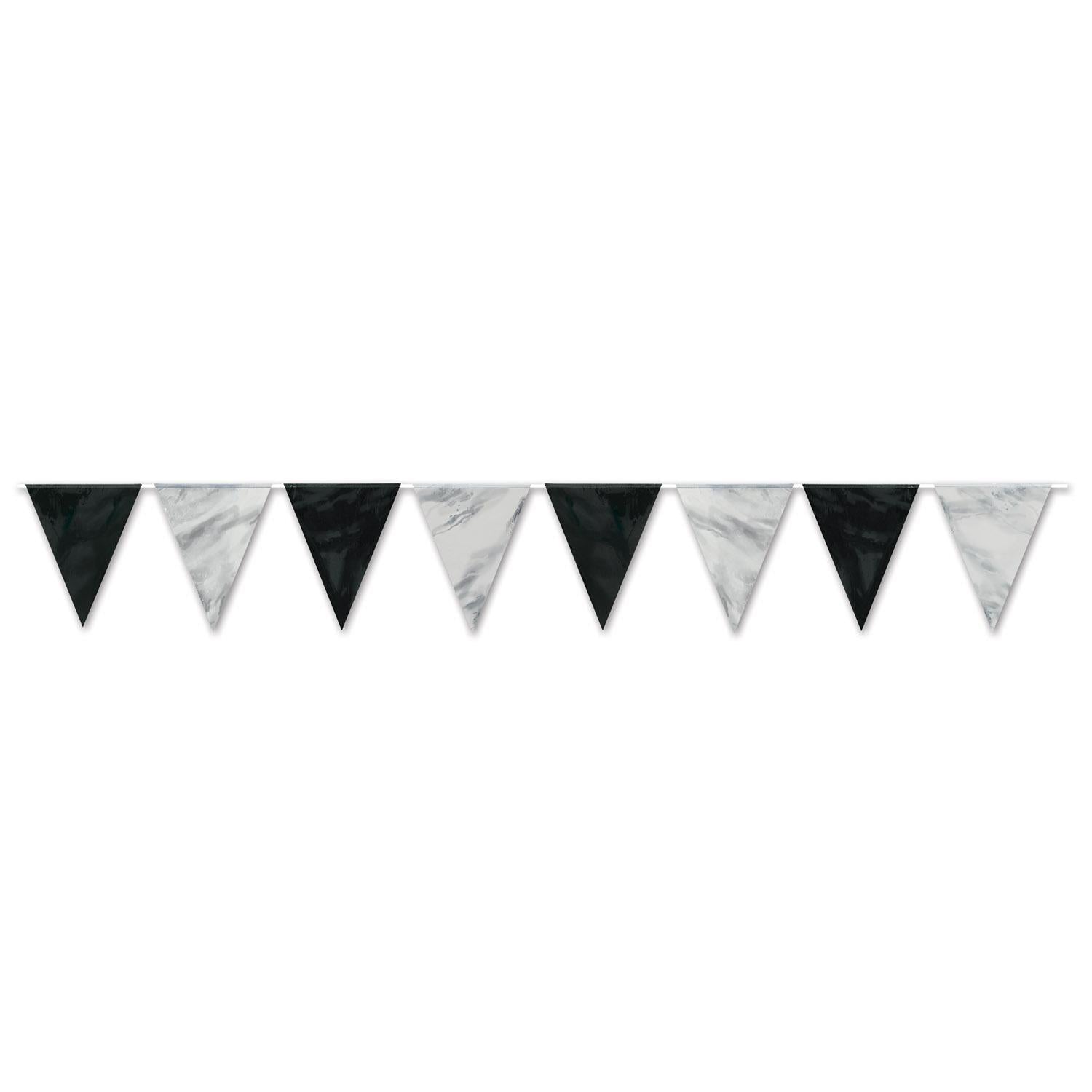 12 Pack Beistle Black and Silver Party Pennant Banner - Perfect for Birthday Decorations, Graduation Parties & Holiday Celebrations
