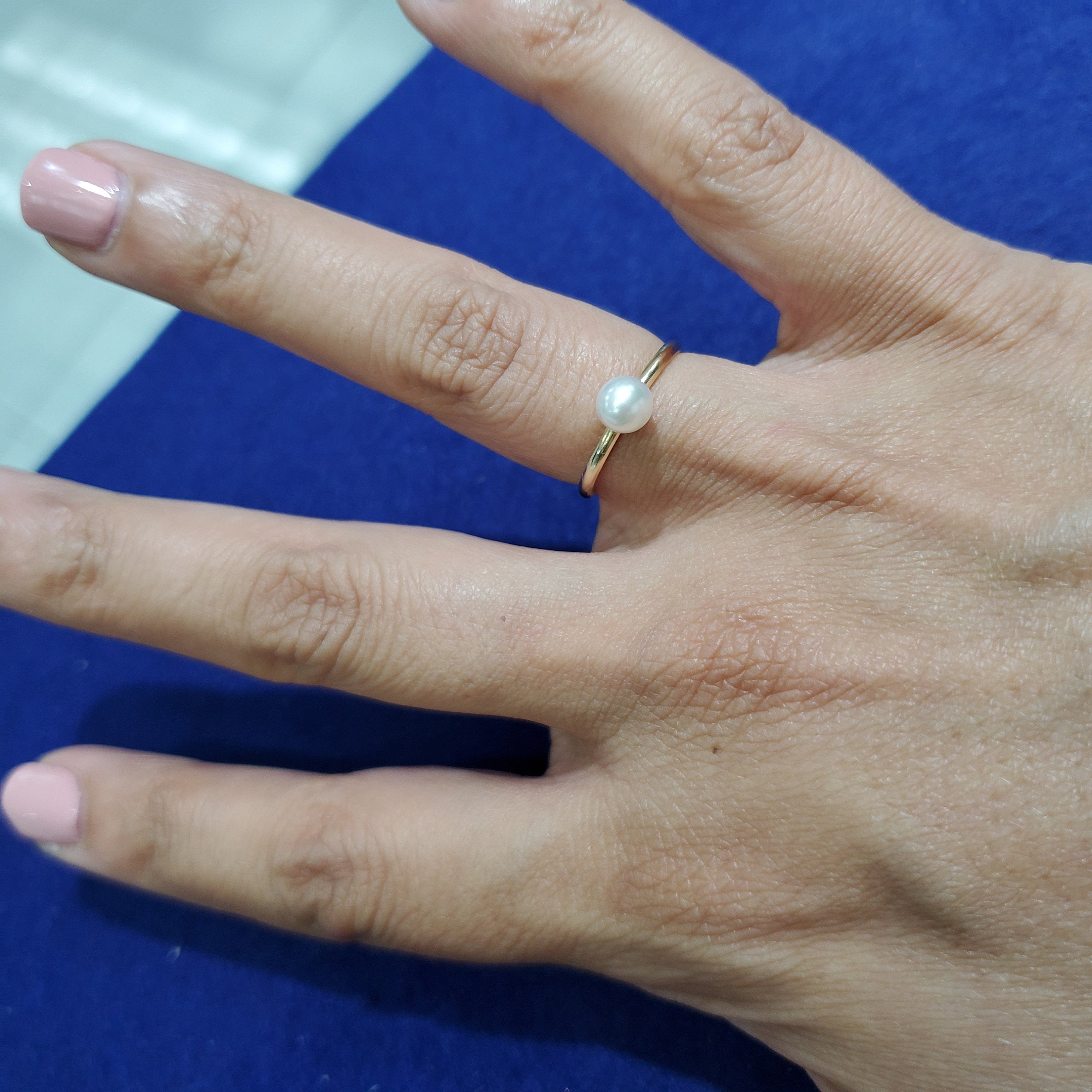 5mm & 6mm Solitaire Cultured Pearl Ring in 14K Yellow Gold - Perfect for Weddings, Anniversaries & Special Occasions