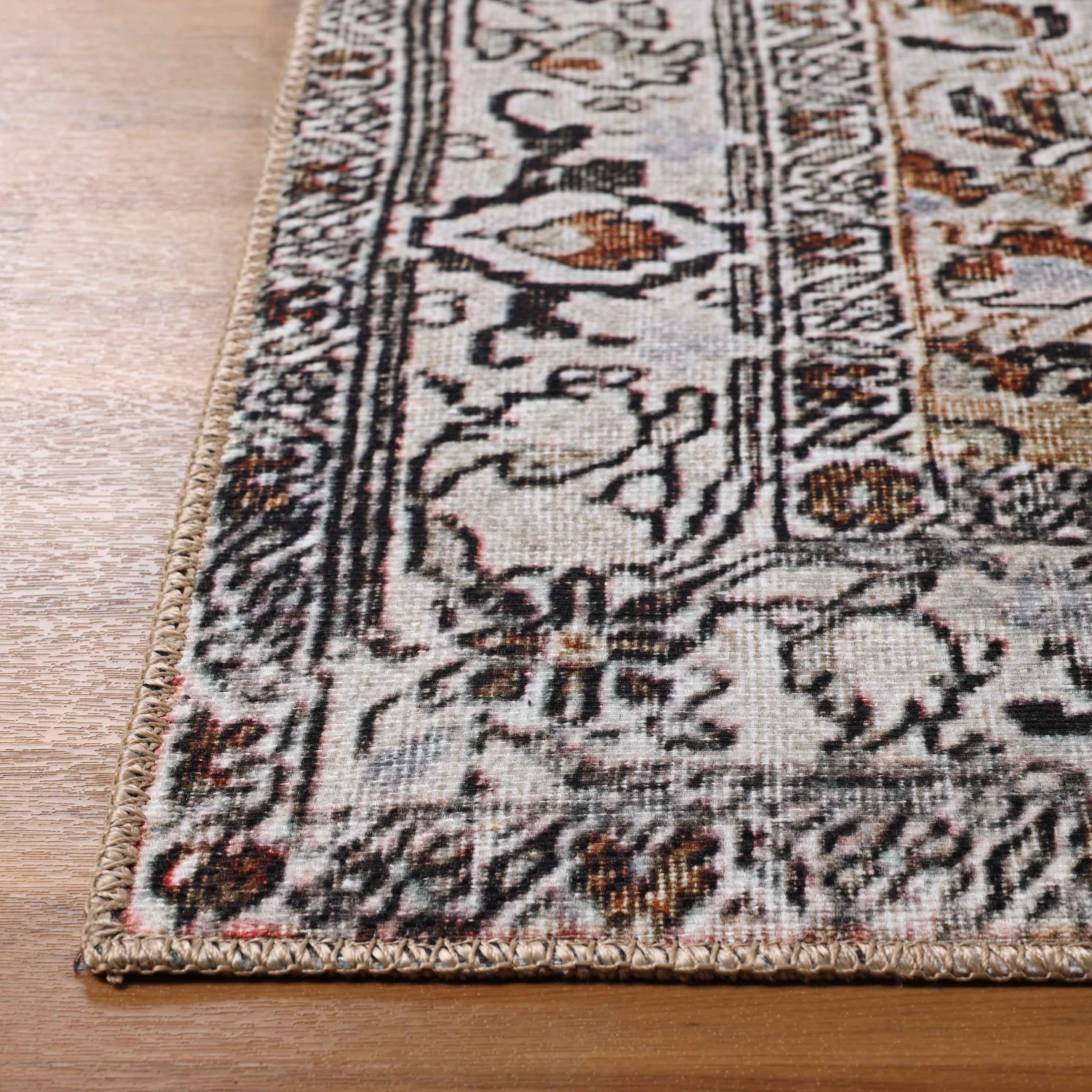 Elodi Geometric Floral Medallion Rug - Large Indoor Area Rug for Living Room, Bedroom, Dining Room | Non-Slip Soft Boho Home Decor