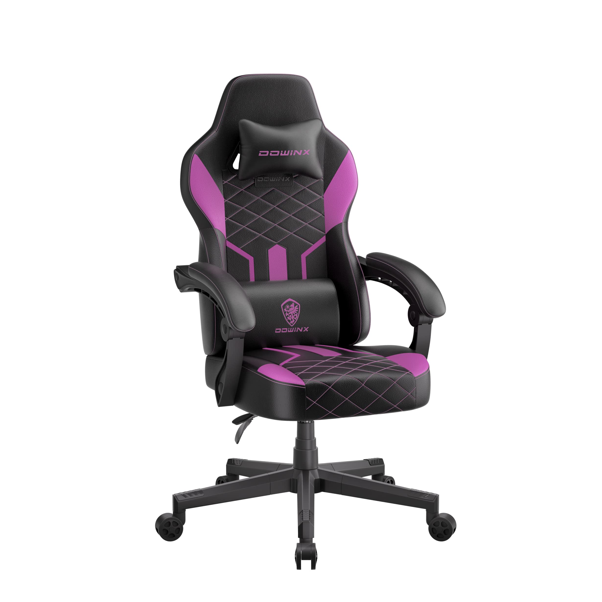 Dowinx Ergonomic Gaming Chair with Pocket Spring Cushion - High Back PU Leather Computer Chair, 350LBS Capacity, Reclining Video Game Chair (Purple) - Perfect for Esports, Streaming & Home Office Setup