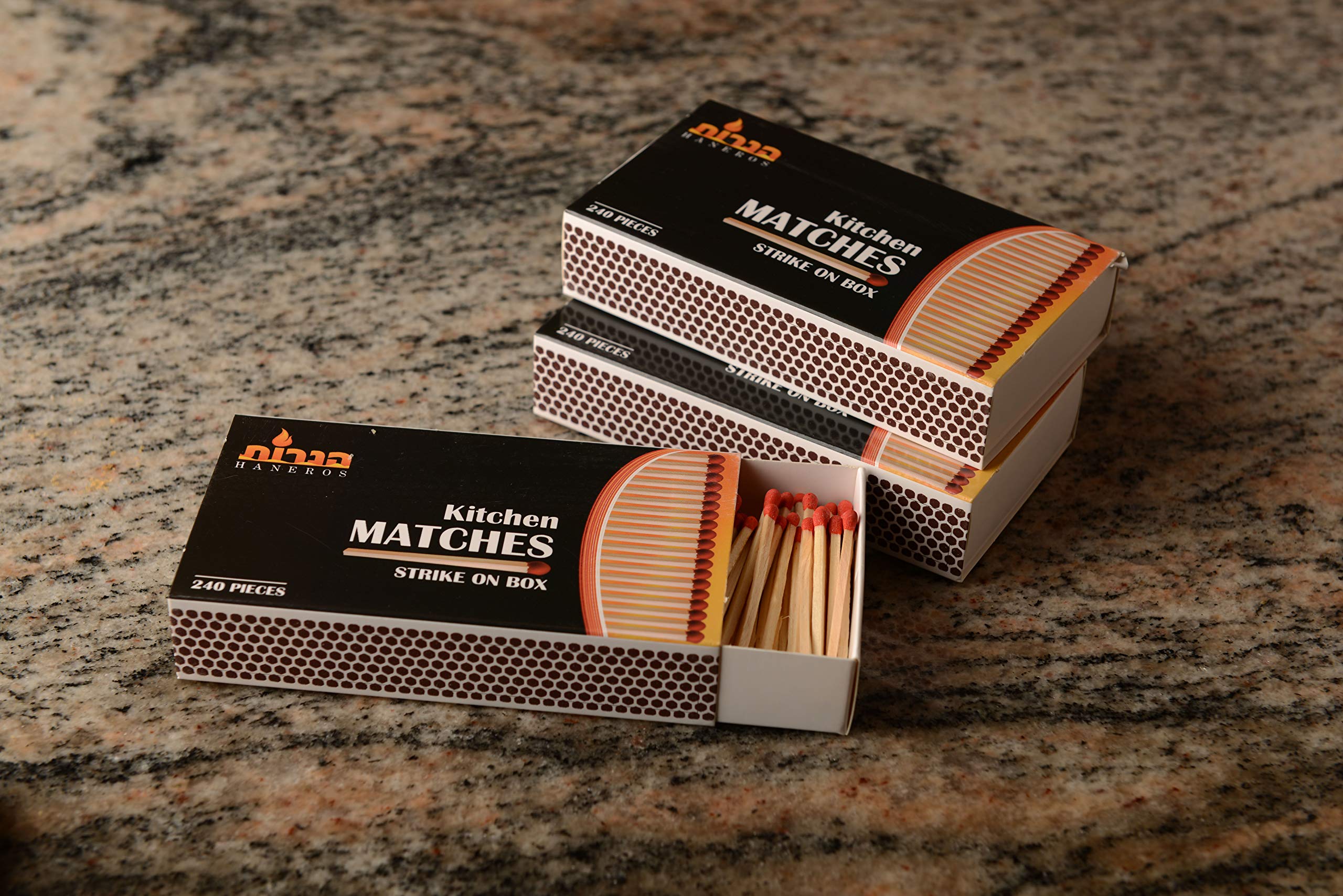6 Pack Wooden Strike-on-Box Matches - 240 Count Per Box - Long-Lasting Kitchen Matches for Cooking, Camping, Candles & Stove Use - Bulk Wholesale Matches for Home, Outdoor & Emergency Preparedness