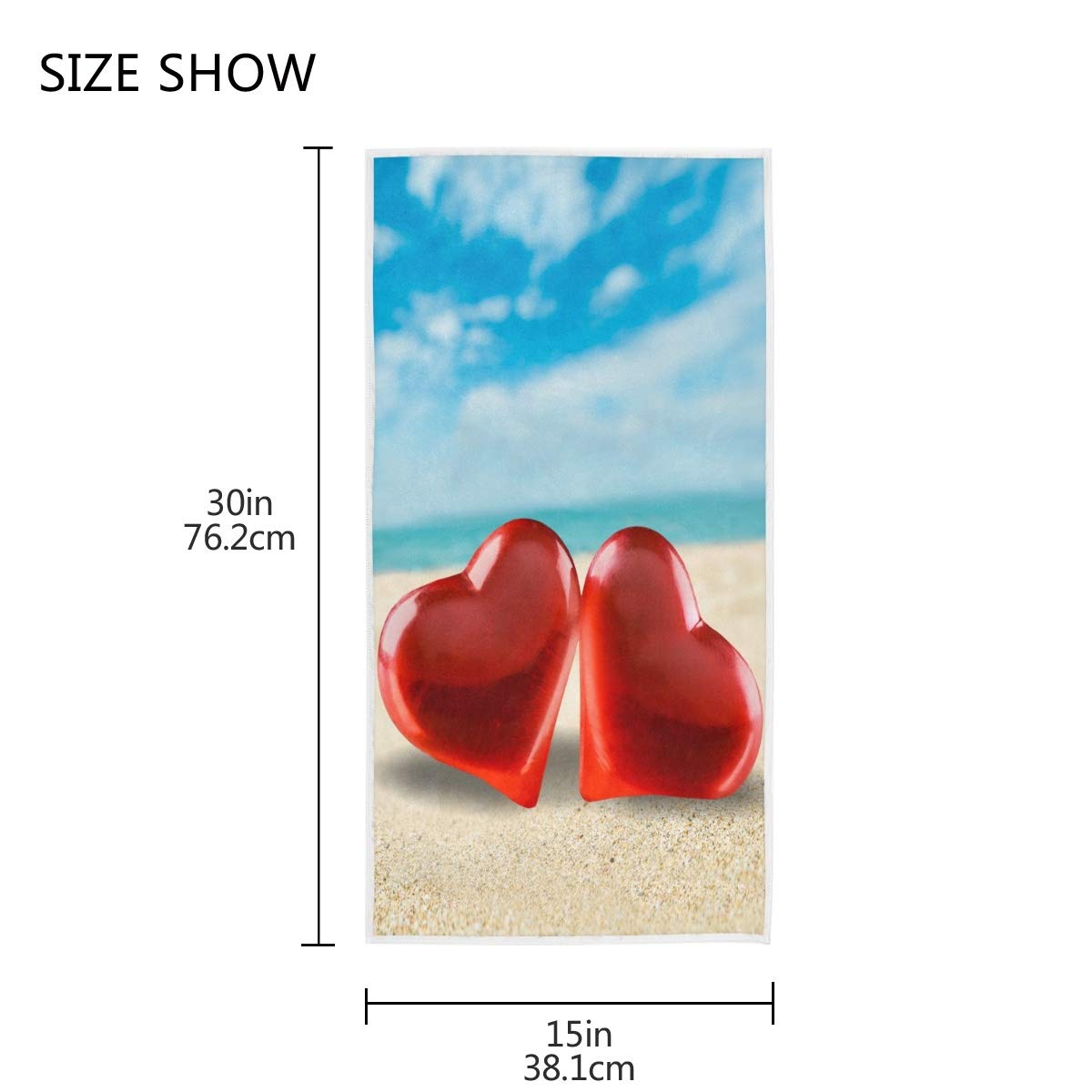 Exnundod Summer Sandy Hearts Hand & Face Towels - Super Absorbent Bath & Washcloths for Bathroom, Kitchen, Beach - Perfect Holiday Gift for Women & Home Decor