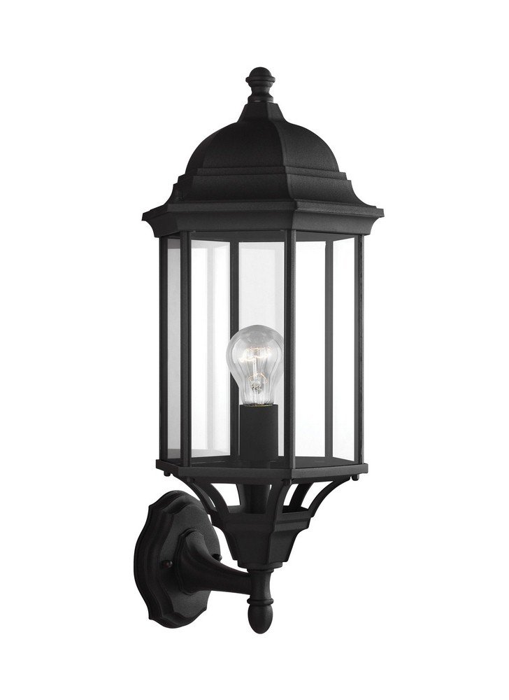 Seagull Lighting 8638701-12 Black Outdoor Wall Lantern - Transitional One Light Fixture, Large Size for Porch, Patio, Garden & Exterior Home Lighting