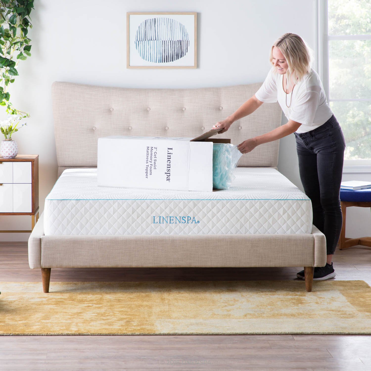 LINENSPA 2 Inch Cooling Gel Memory Foam Mattress Topper - Queen Size Pressure Relief Mattress Pad - CertiPUR-US Certified for Back Pain & Hot Sleepers - Perfect for Bedroom, Guest Room & Dorm Comfort