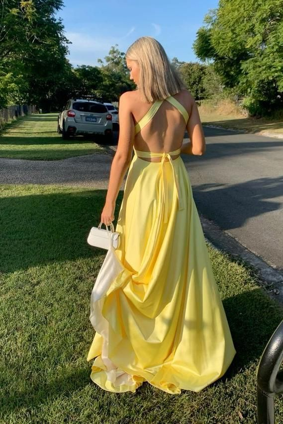 Elegant A-Line Long Formal Prom Dress with High Slit - Satin Evening Gown J5301 for Homecoming, Wedding Guest & Special Occasions