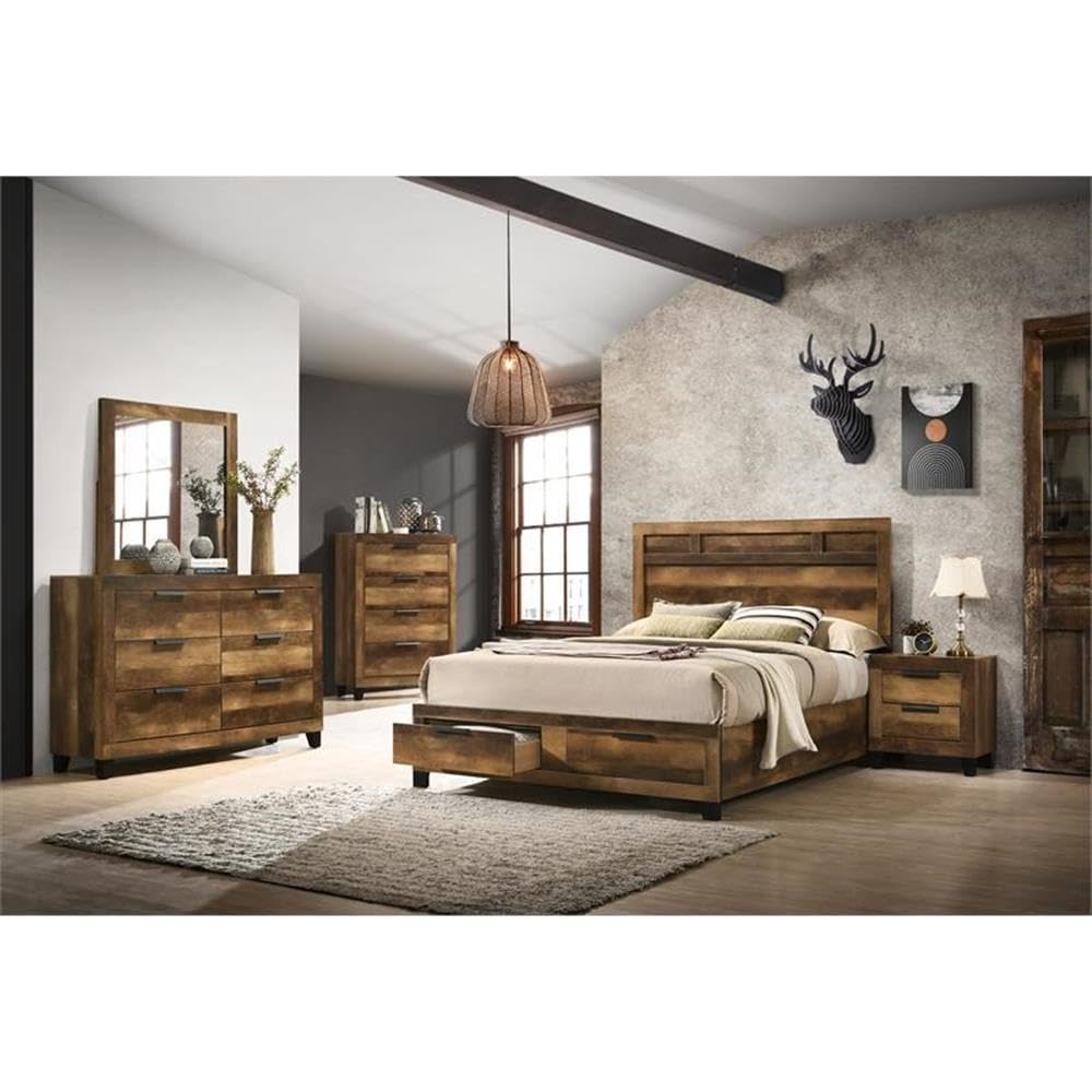 Acme Morales 6-Drawer Rustic Oak Wooden Dresser - Perfect for Bedroom Storage & Closet Organization