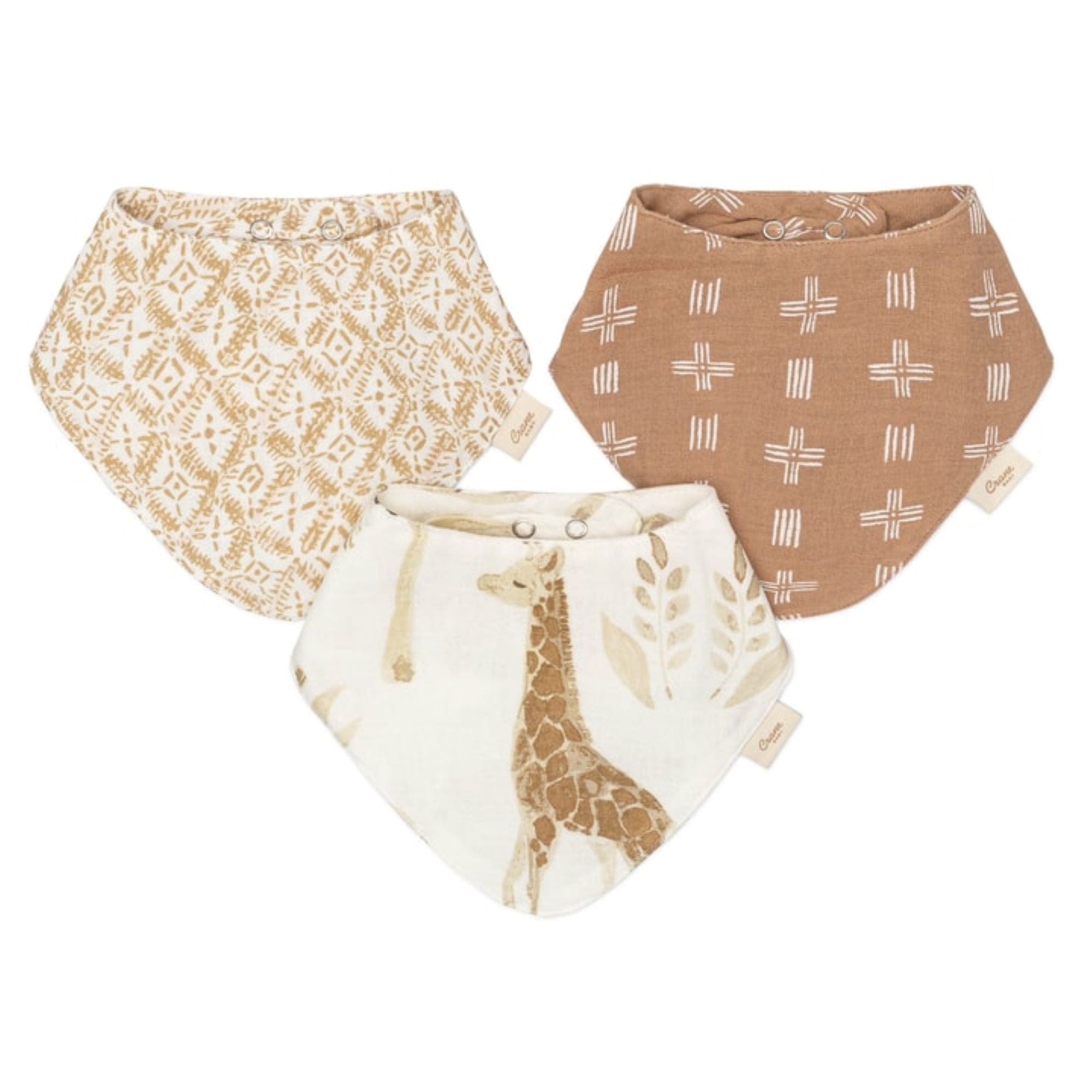 Crane Baby Kendi 3-Piece Muslin Bib Set - Soft, Absorbent & Adorable for Feeding Time & Messy Play