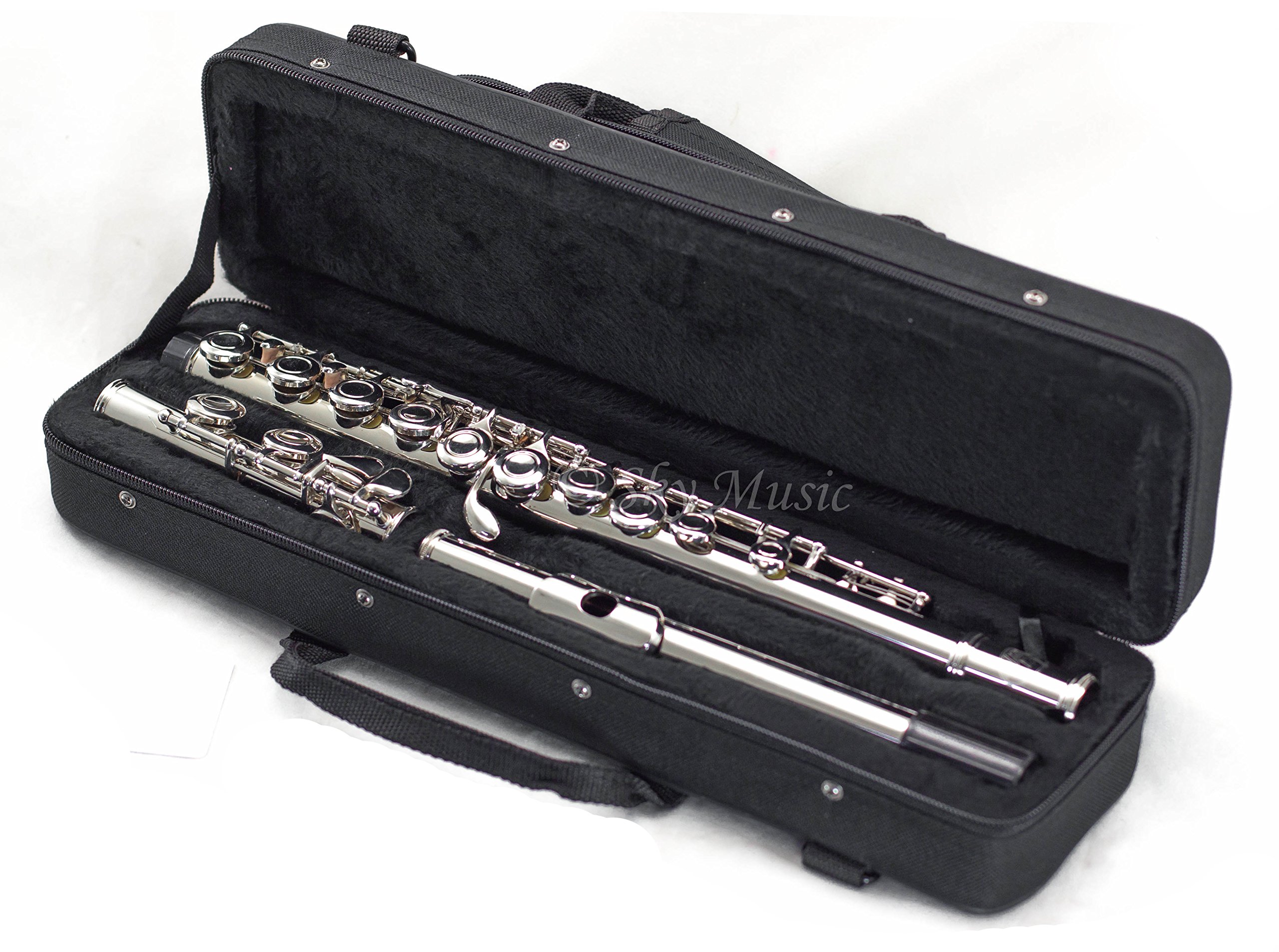Professional Sky Nickel Plated Silver Key C Flute - Open Hole Design with Lightweight Case, Cleaning Rod & 1-Year Warranty | Perfect for Beginners, Students & Live Performances