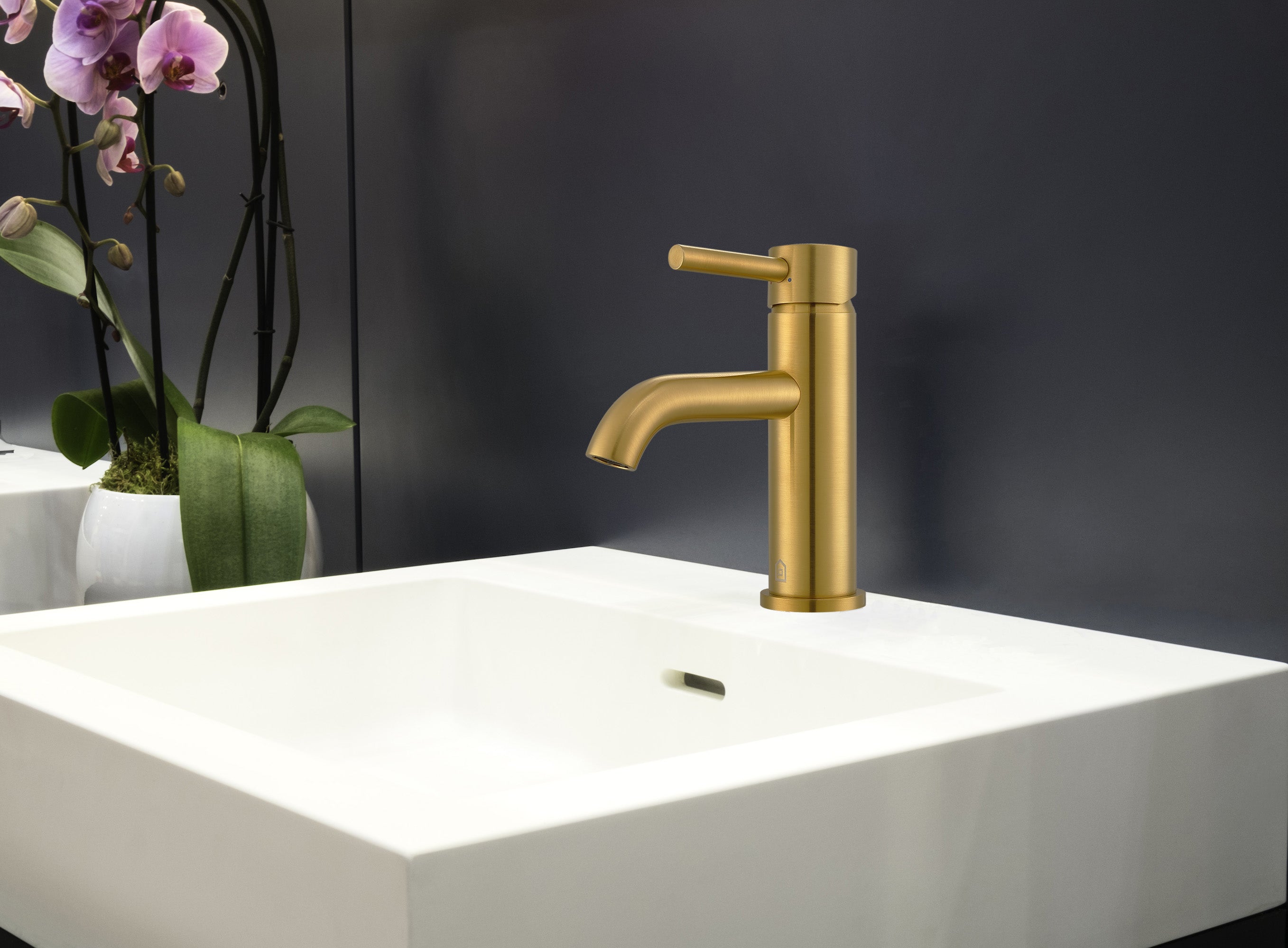 Valencia Series Single Lever Bathroom Faucet in Brushed Gold - Modern Waterfall Spout Design for Vanity Sink, Perfect for Home & Hotel Bathroom Renovation