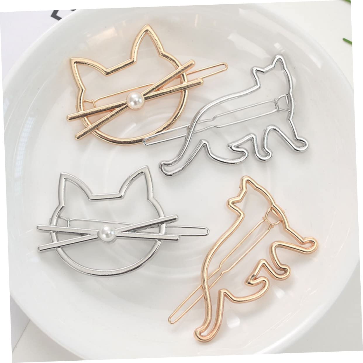 FRCOLOR Fashion Cat Shape Hair Barrettes - Elegant Metal Hair Clips for Women & Girls - Perfect for Parties, Weddings & Daily Styling
