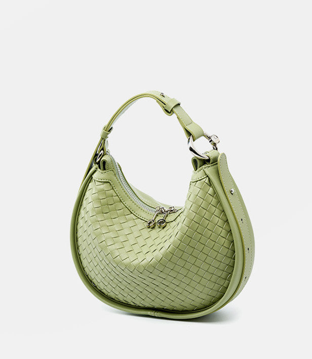 Stylish Woven Crescent Leather Crossbody Bag for Women - Perfect for Work, Travel & Everyday Use
