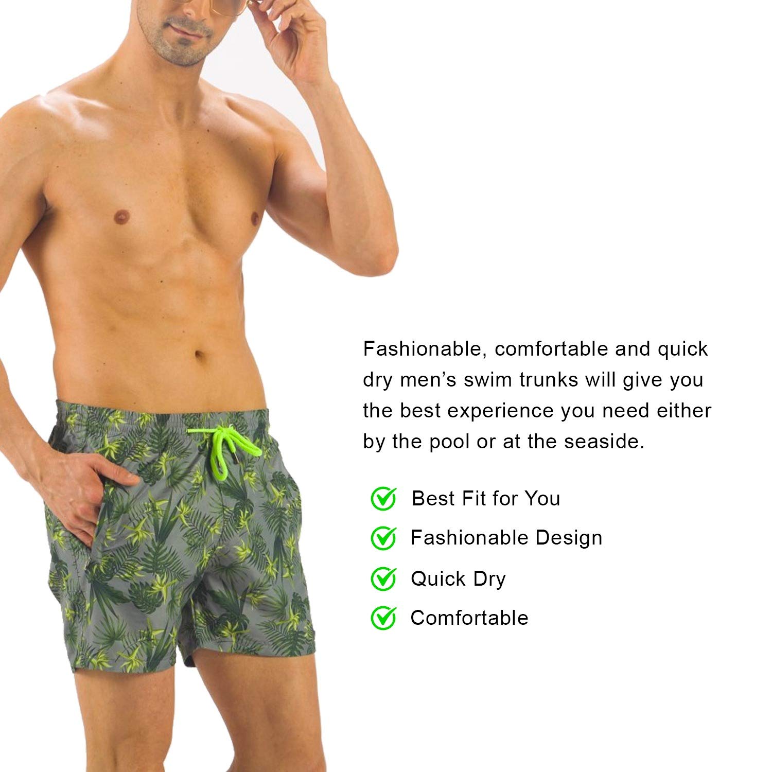 Men's Quick Dry Swim Trunks with Liner - Beach & Pool Essentials